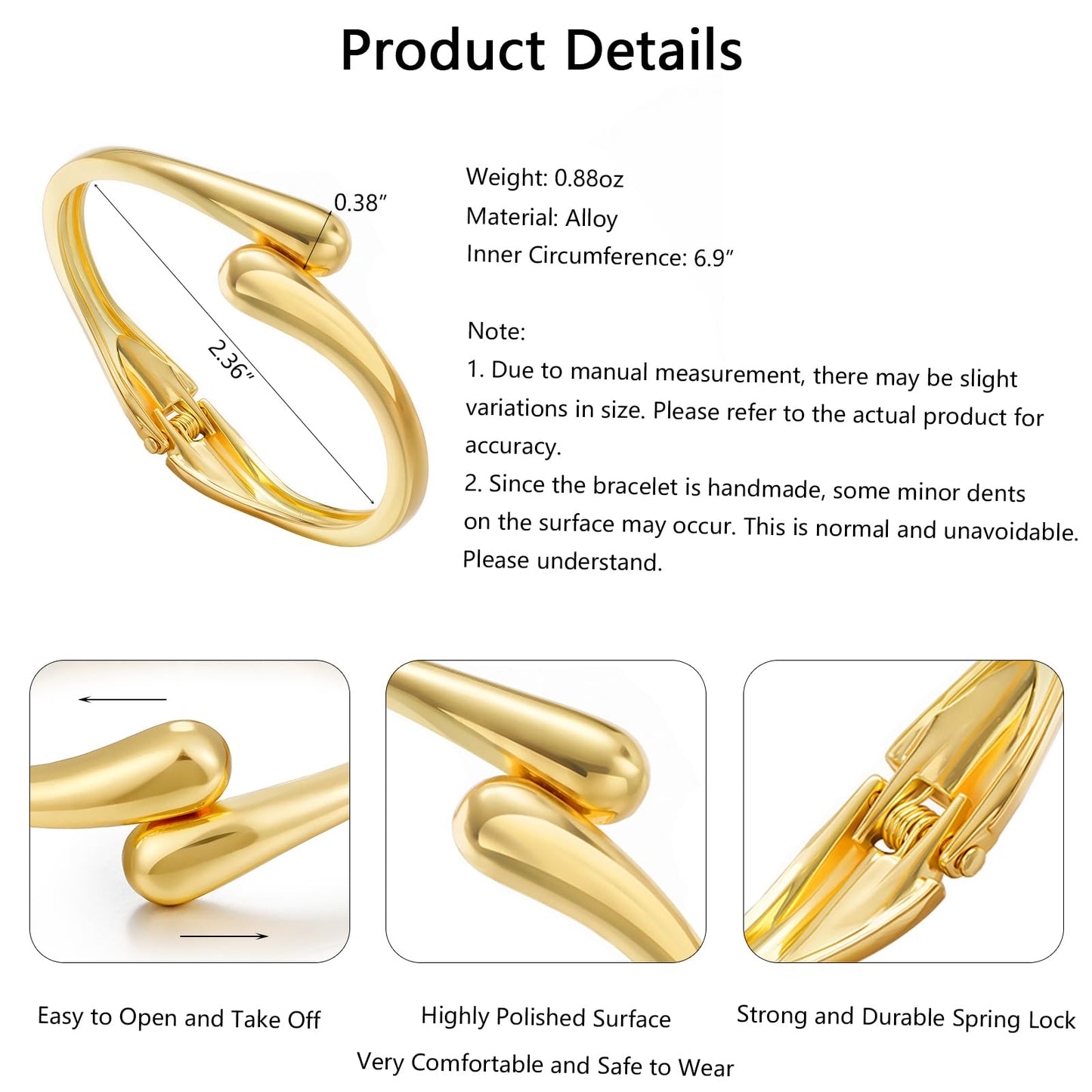Chunky Gold Bangle Bracelets for Women, Dainty 14k Gold Plated Silver Stackable Bangles Set, Trendy Statement Cuff Bracelet Stack Trendy Jewelry Gifts