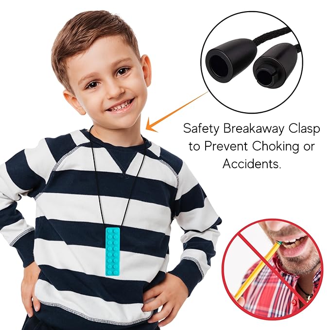 Chewy Necklaces for Sensory Kids, Silicone Chewable Toys, 6 Packs Oral Motor Aids Chewable Toys for Aggressive Chewers with Autism, ADHD, SPD, or Special Needs