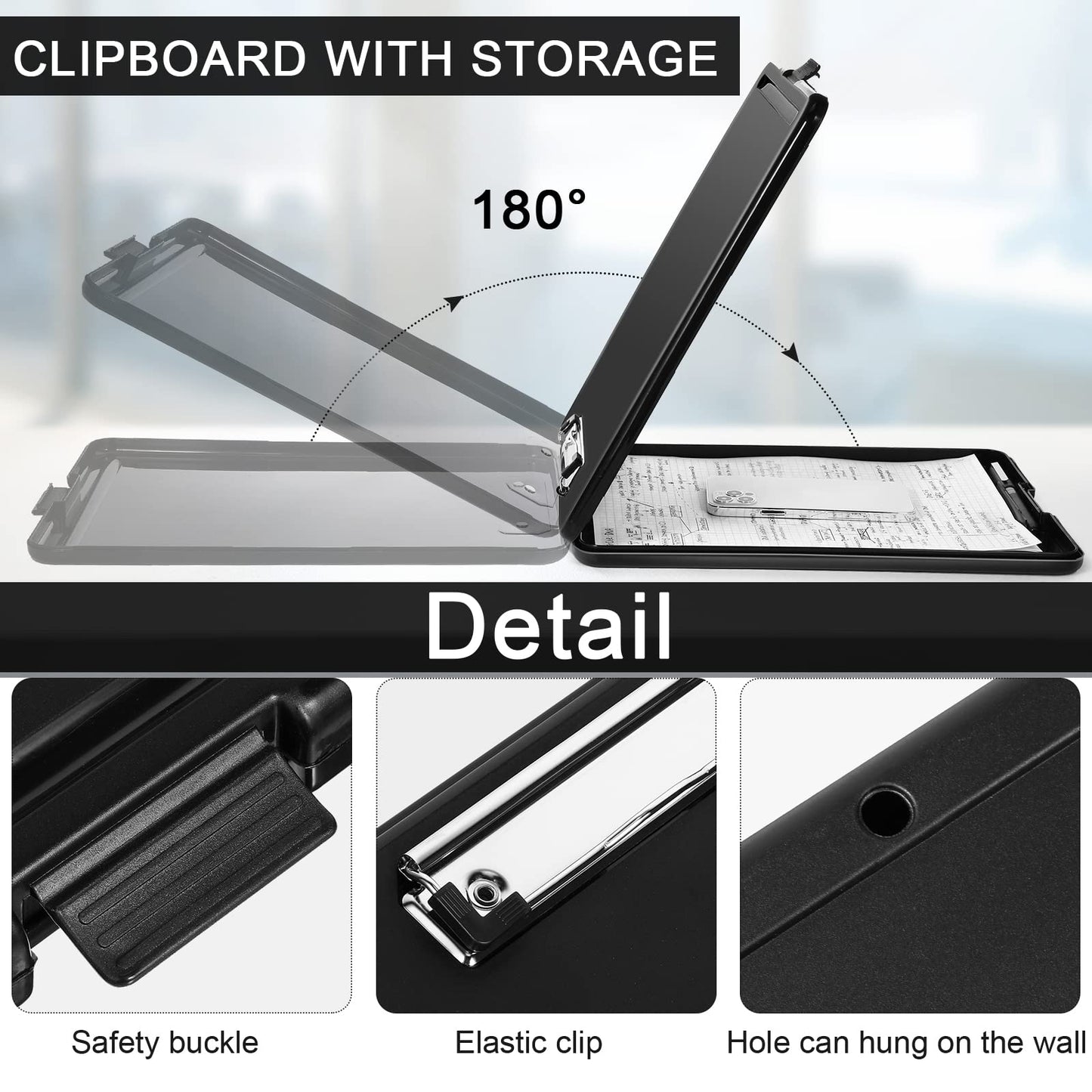 Geyee 8 Pcs Clipboard with Storage Plastic Foldable Nursing Clipboard Storage with Pen Holder 9. 5 x 13. 4 Inch Foldable Clip Board with Low Profile Clip for Student Teacher Nurse Office Supplies