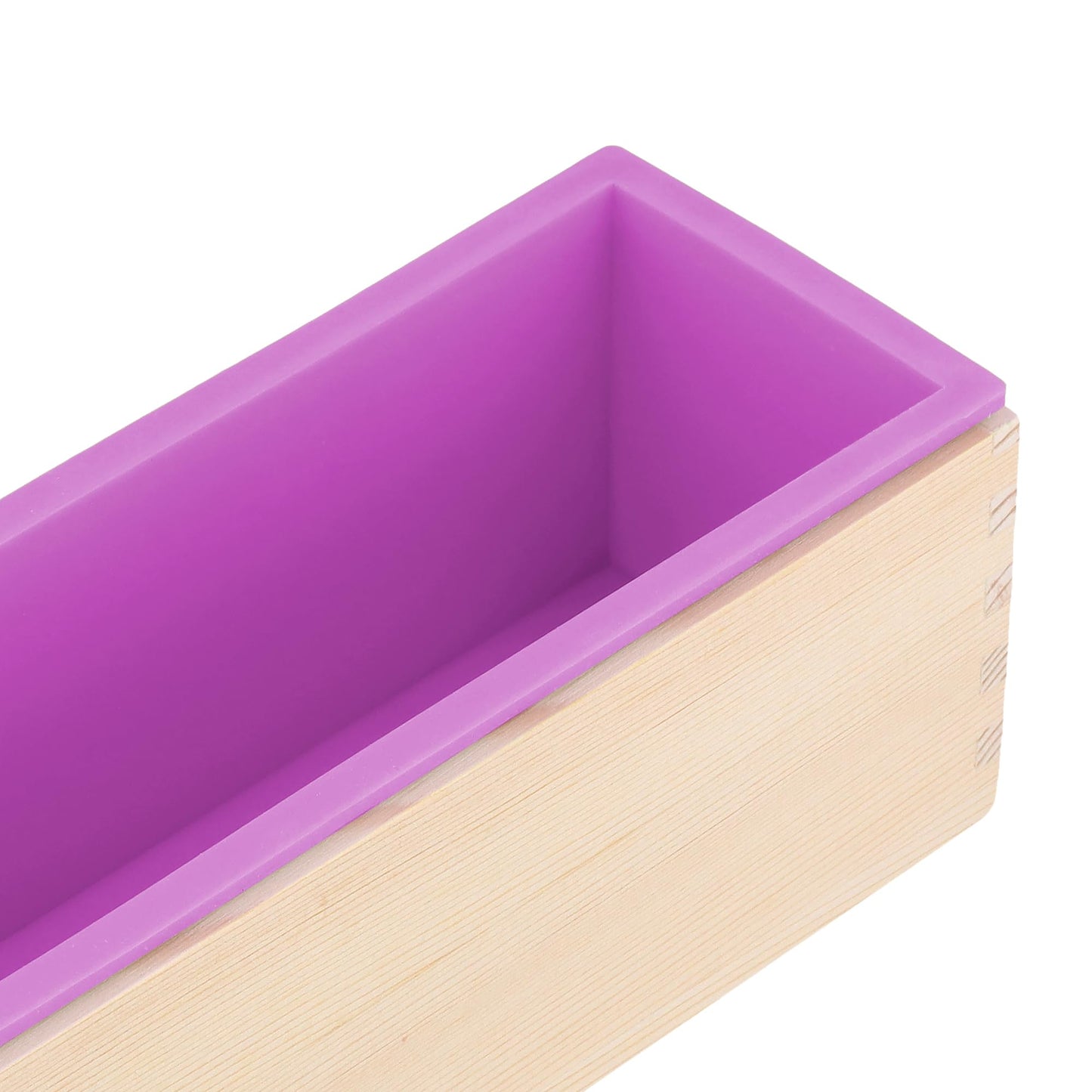ZEONHEI 6 PCS 42 Oz Purple Silicone Soap Molds Loaf, Flexible Rectangular Soap Making Molds with Wood Box Wooden Covers, DIY Soap Molds for Soap Making