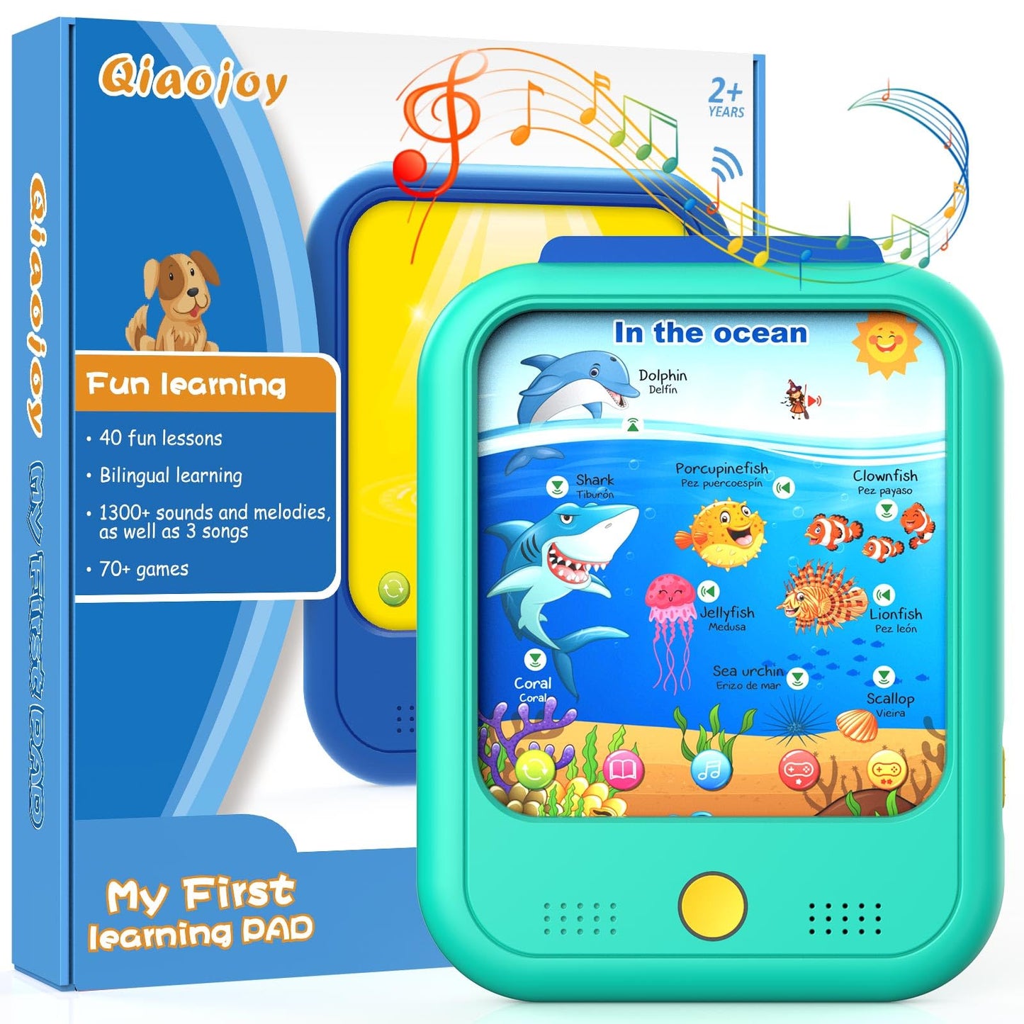 Kids Learning Tablet Educational Learning Pad for Toddlers 2-5 to Learn Alphabets, Numbers, Foods, Time, Music, Vehicles, Tablet Toy for Toddlers Ages 2 3 4 5 6 Years Old