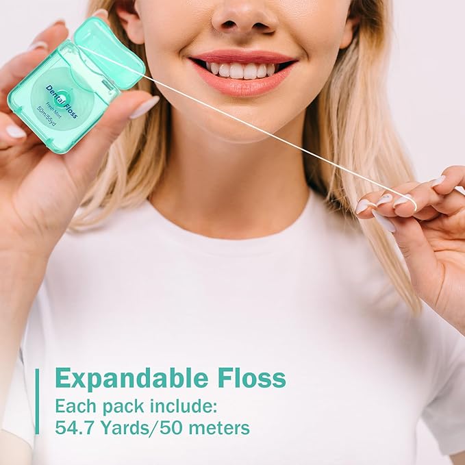 36 Pack Mini Dental Floss Bulk Mint Flavored 50m Each Travel Dental Floss Oral Care for Teeth and Gum Protection(Green)