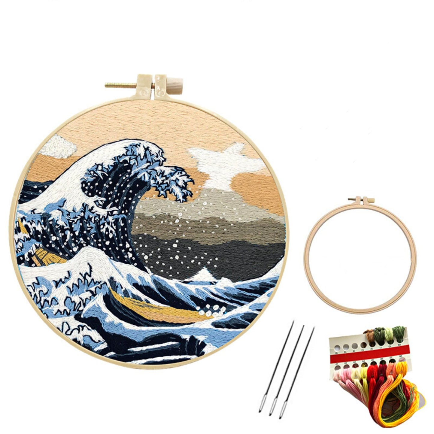 JRYYR Friendship Gifts Beginner Embroidery kit for Adults,Embroidery Kits for Beginners DIY Cross Stitch with Patterns and Instructions (Wave Pattern)