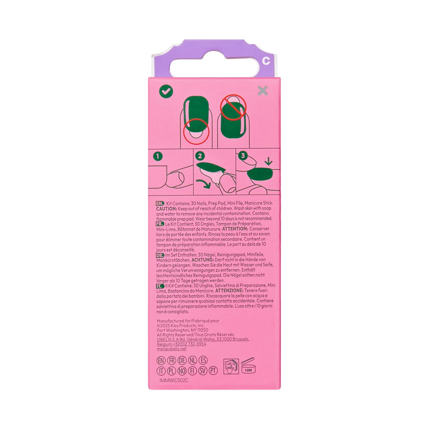 Impress X WICKED: FOR GOOD Press On Nails, ‘Wickedly Brave’, Blue, Medium Oval, New Improved Adhesive, Up To 10 Day Hold, Includes 30 Fake Nails, 1 Prep Pad, 1 Manicure Stick, 1 Mini File