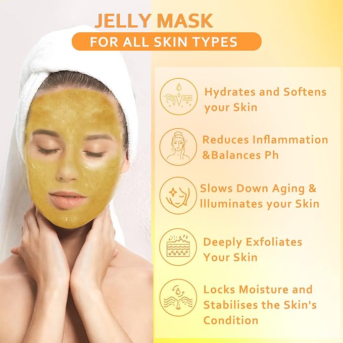 Jelly Mask Powder for Facials,24k Gold Jelly Masks for Facials Professional,Peel off Rubber Mask,Anti Aging,Moisturizing,Hydrating,Jelly Face Mask,with Double-ended Silicone Brush,23 Fl Oz