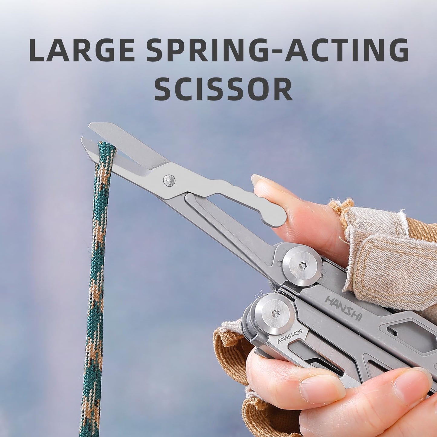HANSHI Multitool Pliers, 22-in-1 YG10 Tungsten Steel Multi Tool with Scissors,Replaceable Wire Cutters, Flint, Window Breaker, Back Clip,Ideal for Camping, Survival and Gift(Silver)