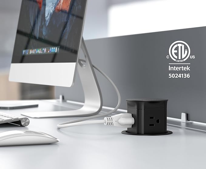 Jgstkcity Pop up Outlet for Kitchen Counter Island,Pop Out Outlet Station with 15 Amp Receptacle Outlet, Splash Resistant,3.15" Diameter,Conference Table Power Hub,ETL Listed