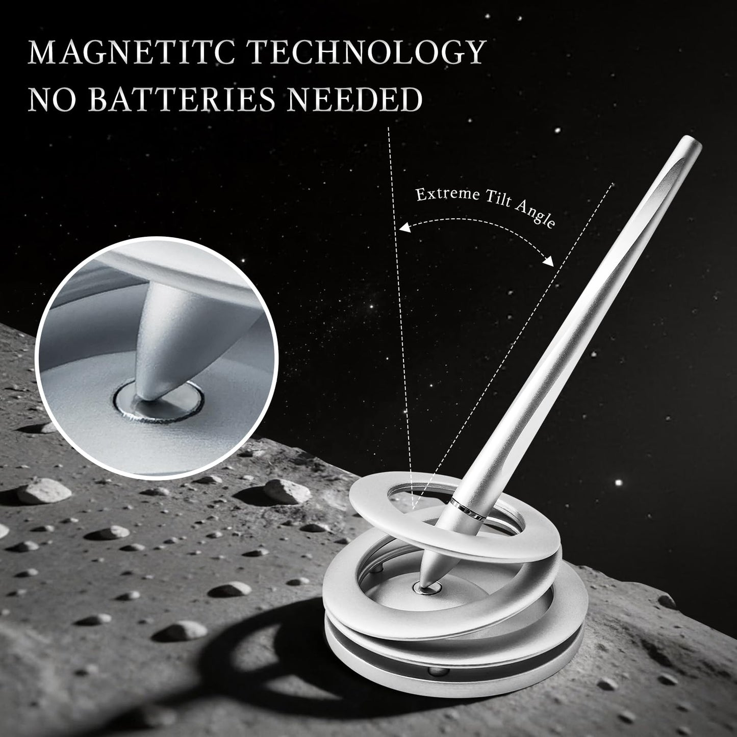 Ovatt Hoverpen Interstellar - Space Silver, Ballpoint Pen, Unique Conversational Starter, Premium Futuristic Design, Precision Flow Ink, Schmidt Ballpoint Cartridges (Silver)