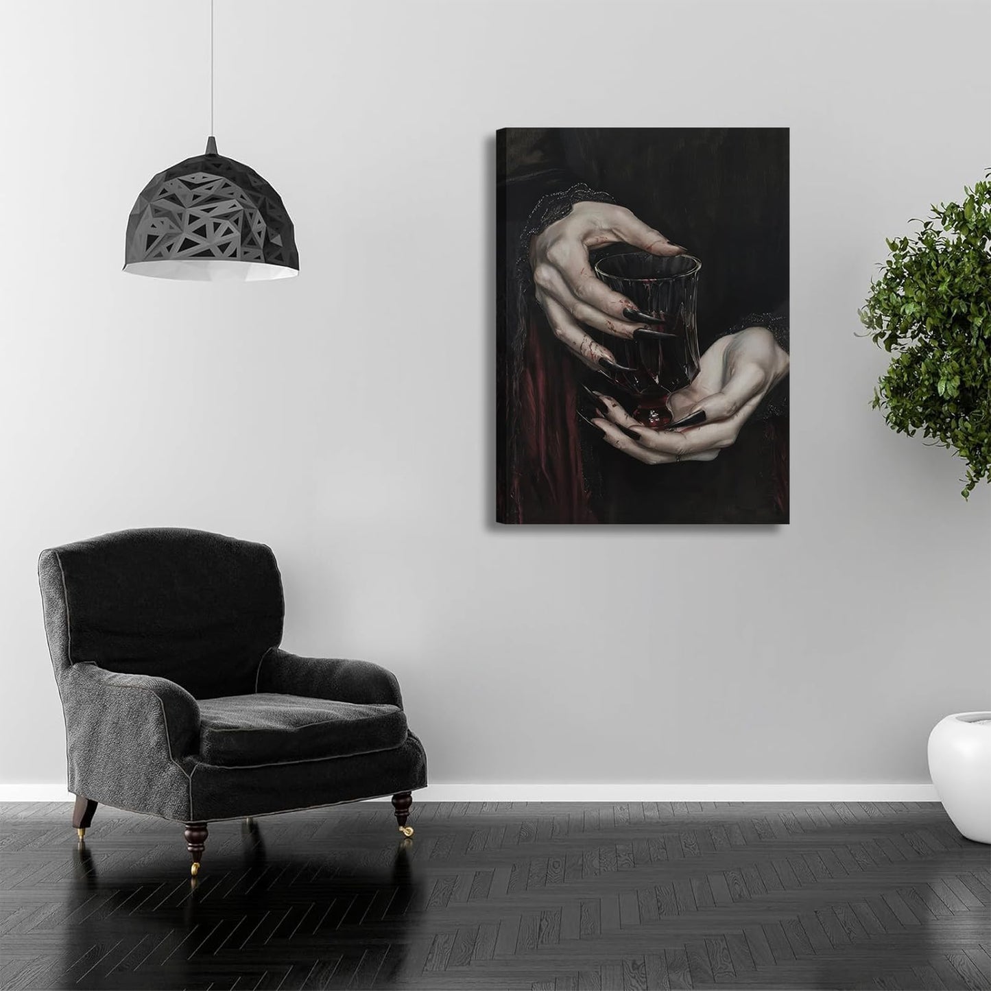 Gothic Canvas Wall Art Dark Academia Vampire Wall Decor Pictures Clawed Hands Dracula Painting Artwork Moody Witchy Spooky Occult Poster Print for Bedroom Office home Decoration 12x16in