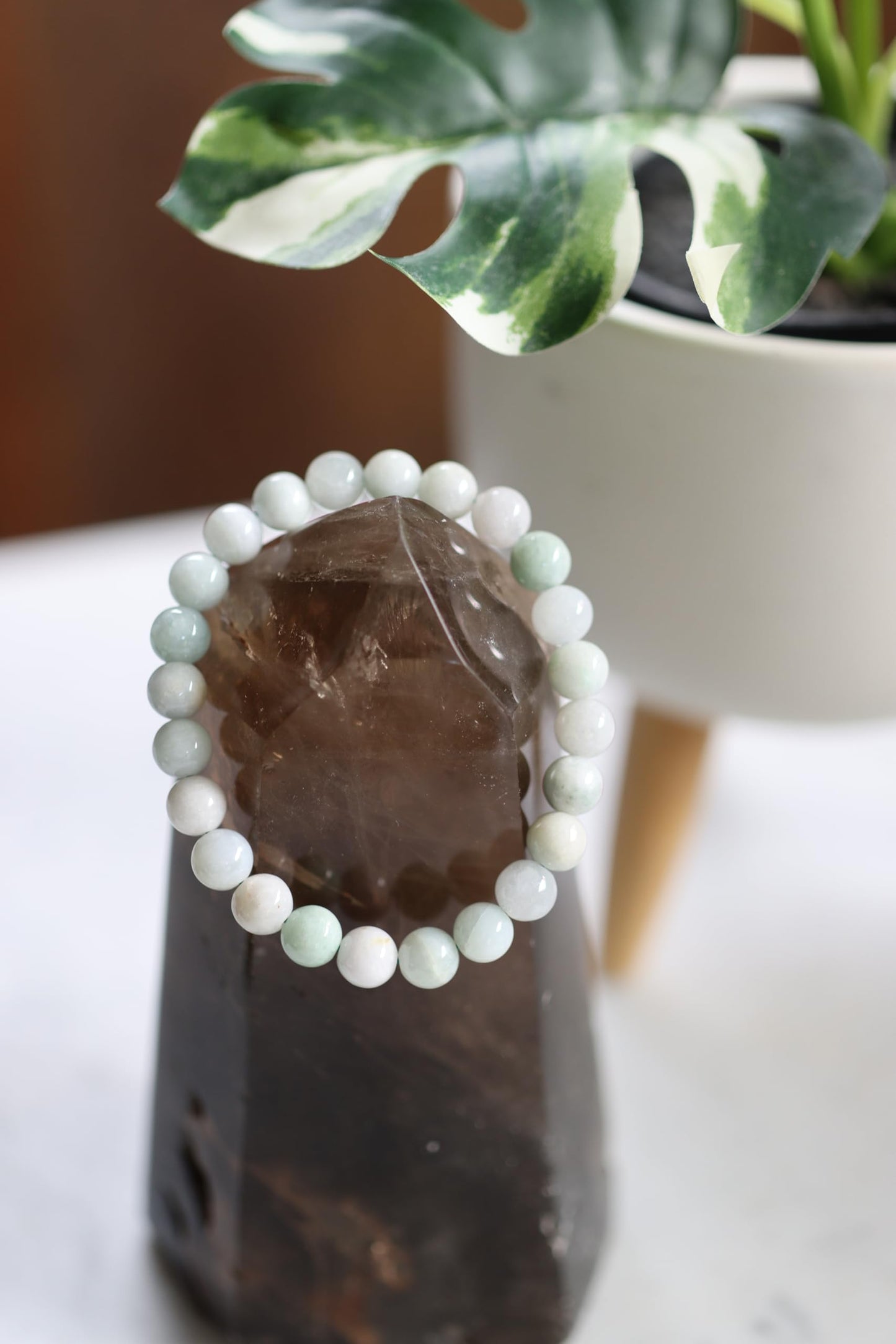 The Vida Handmade AAA+ Quality Crystal Stretch Elastic Bracelet - Nature Gemstone - Jewelry Gift - Holiday Gift - For Women & Men (Jade from Burma)