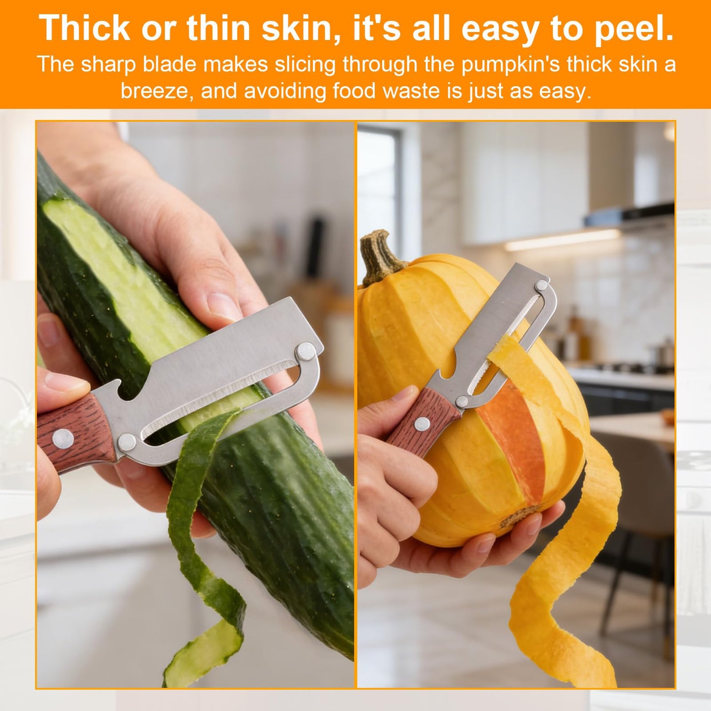 2pcs Multi-Functional Vegetable Peeler with Ergonomic Handle, Stainless Steel Thick & Thin Skin Fruit Peeler with Bottle Opener, Not for Left-Handed Users, Practical Kitchen Tool for Apple Potato