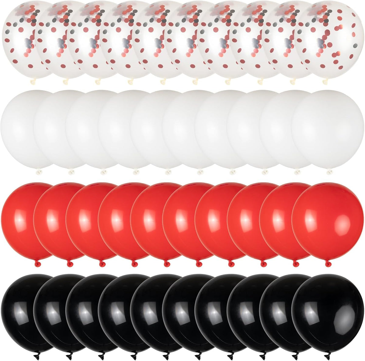 50pcs Red and Black Balloons, 12inch Red and White With Confetti Balloons for Class of 2025 Graduation, Birthday Decorations, Baby Shower, Casino, Race Car Party Supplies