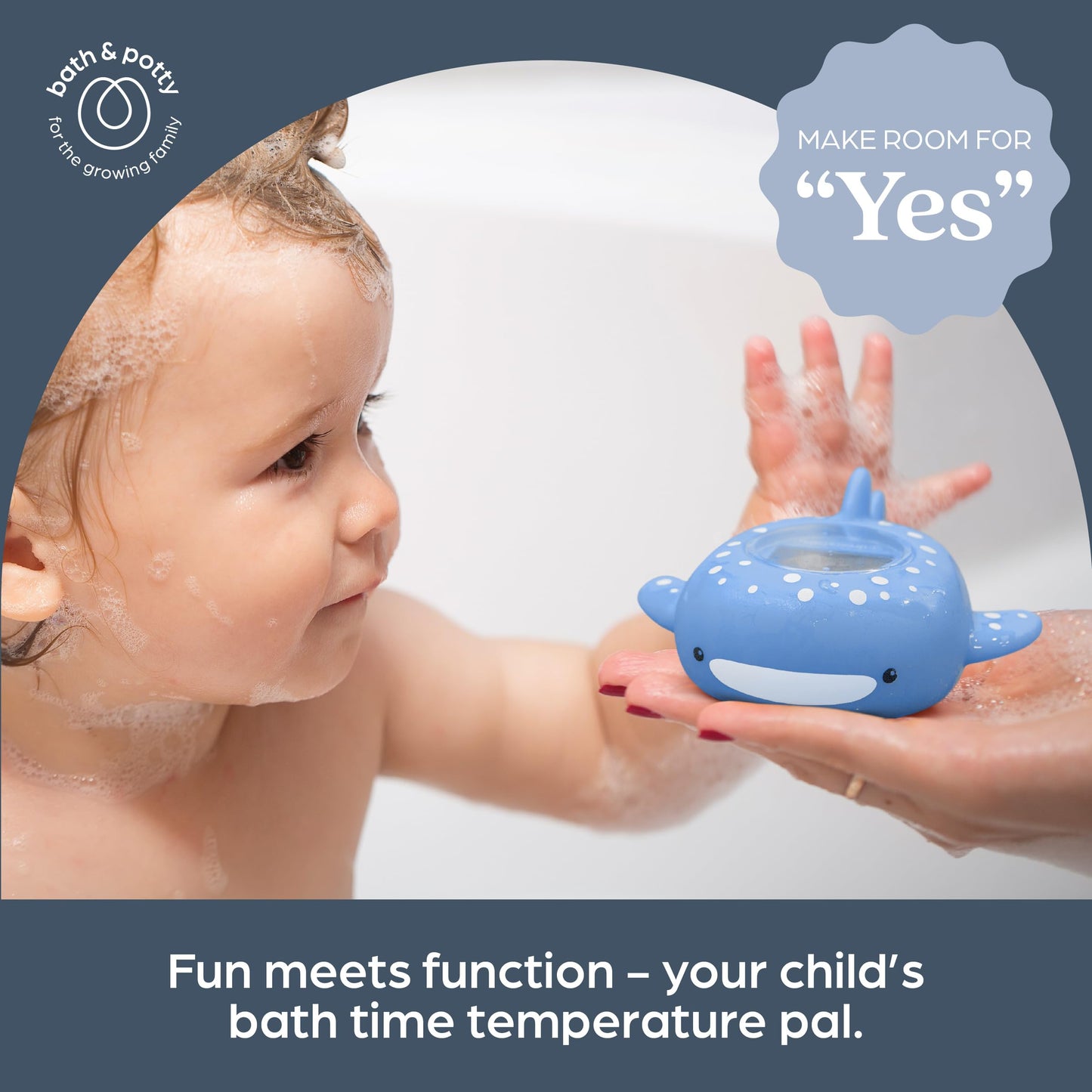 Dreambaby Whale Shark USB Rechargeable Baby Bath Thermometer - Instant Read, Digital Room and Baby Bathtub Water Fun Floating Toy - Newborn Must-Have