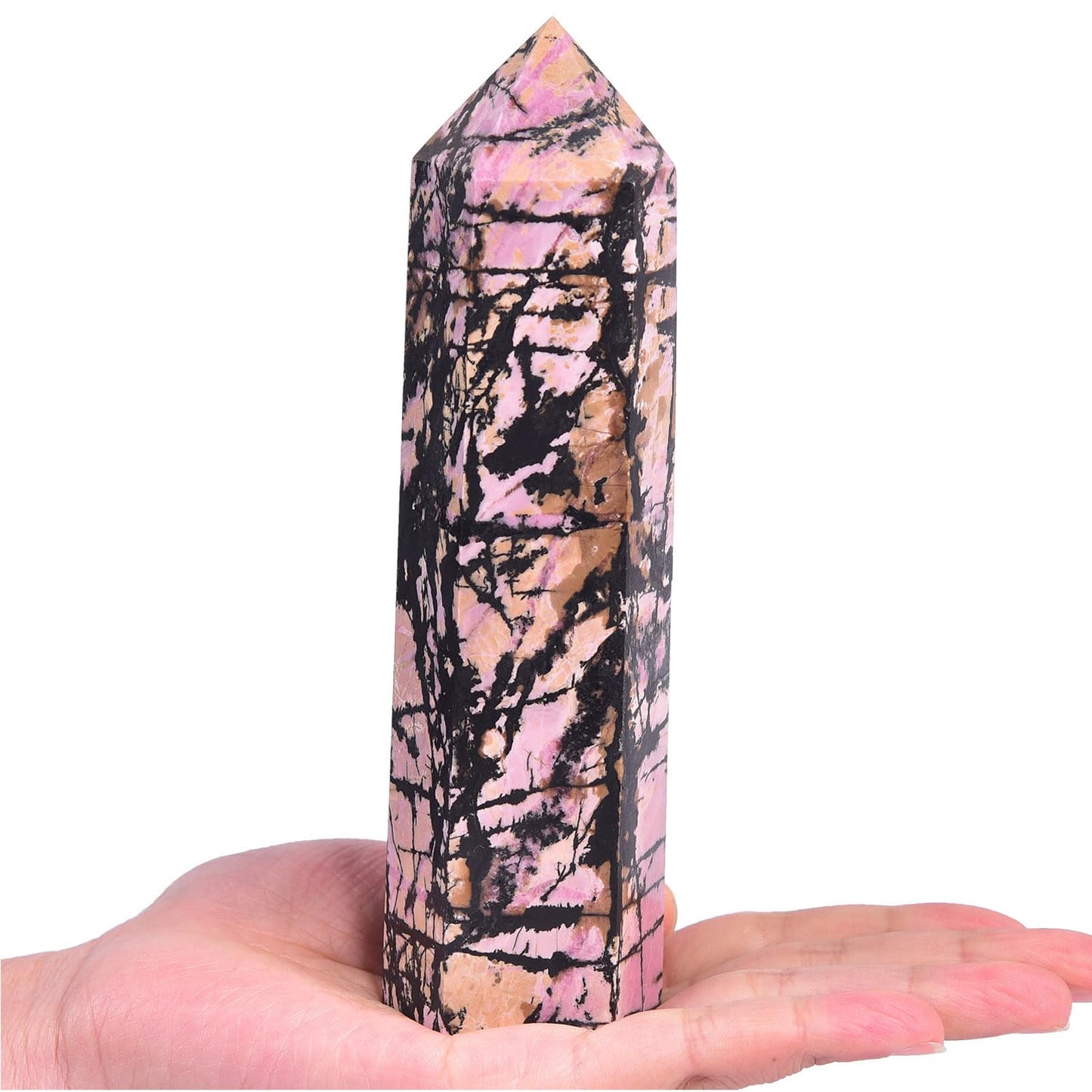 Rhodonite Stone Tower Obelisk Healing Crystal Stone Wand Natural Reiki Meditation Gifts 1.1-1.7 LBS