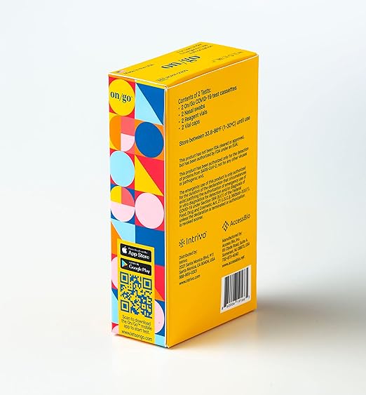 On/Go COVID-19 Antigen Self-Test Kit with Test-to-Treat App, 1 Pack, 2 Tests Total, 10-Minute Results, FDA EUA Authorized, Easy to Use at Home, Fast and Accurate