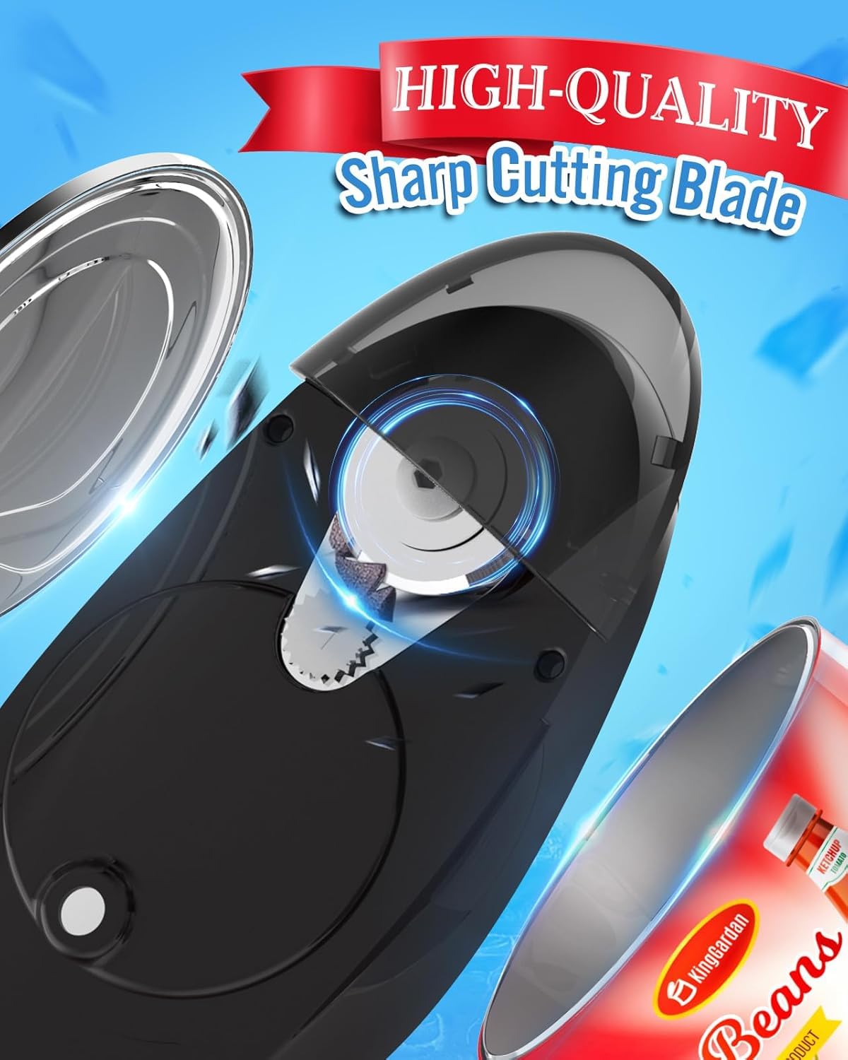Electric Can Opener, One-Touch Automatic Hands Free Can Opener with Smooth Edge, Battery Operated, Safe & Easy for Seniors with Arthritis, Kitchen, Left-Handed & Weak Hands (Black)