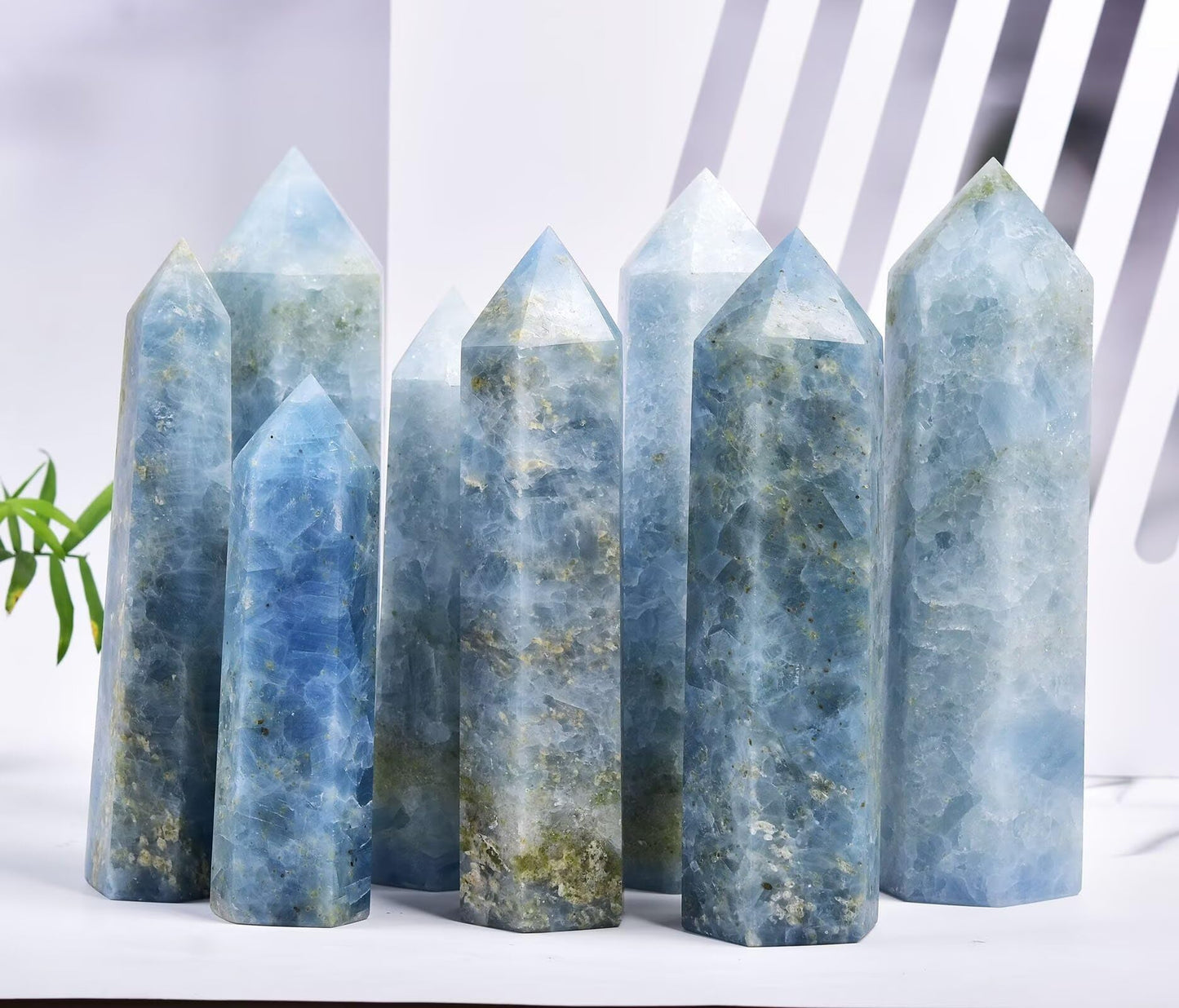 Blue Celestite Stone Tower Obelisk Healing Crystal Wand Large Reiki Meditation Stone Gifts 1.1-1.7 LBS