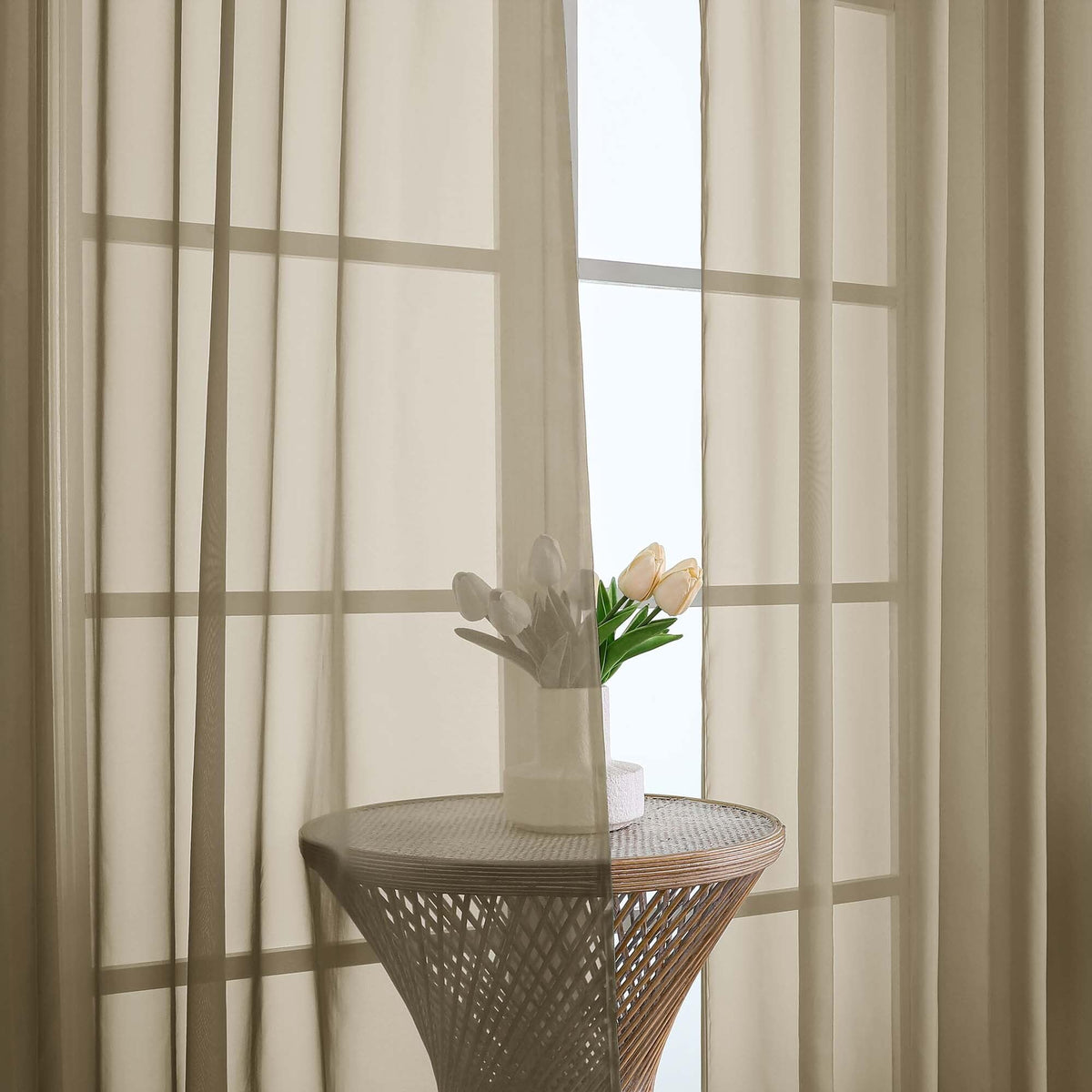 Taupe Sheer Curtains 63 Inches Long 2 Panels (2 Count)