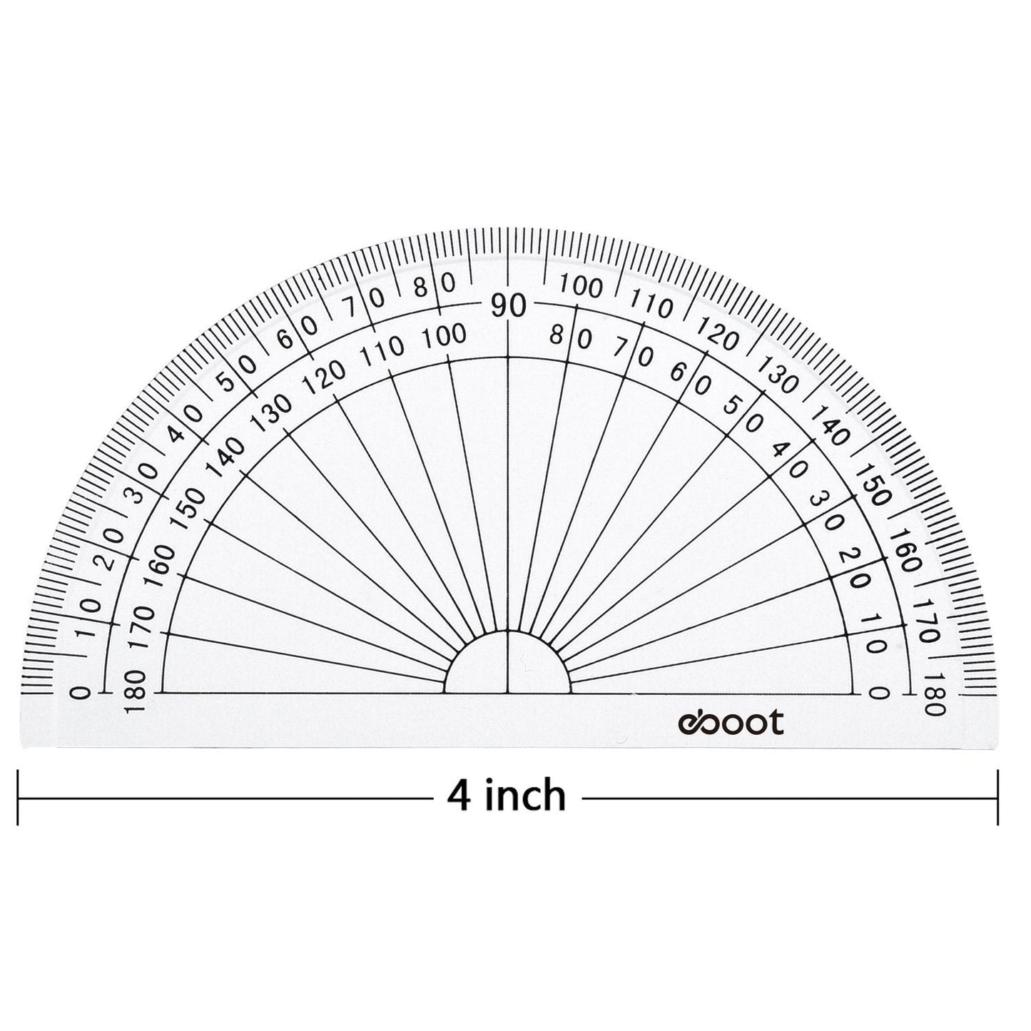 EBOOT 50 Pcs Math Protractors Plastic Protractor 180 Degrees, 4 Inches(Clear)