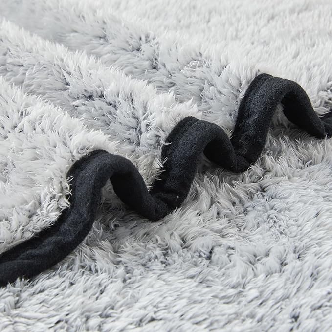 EMME Fuzzy Blanket Soft Fleece Throw Blankets for Women, Fluffy Sherpa Throws(Black,108"x90")