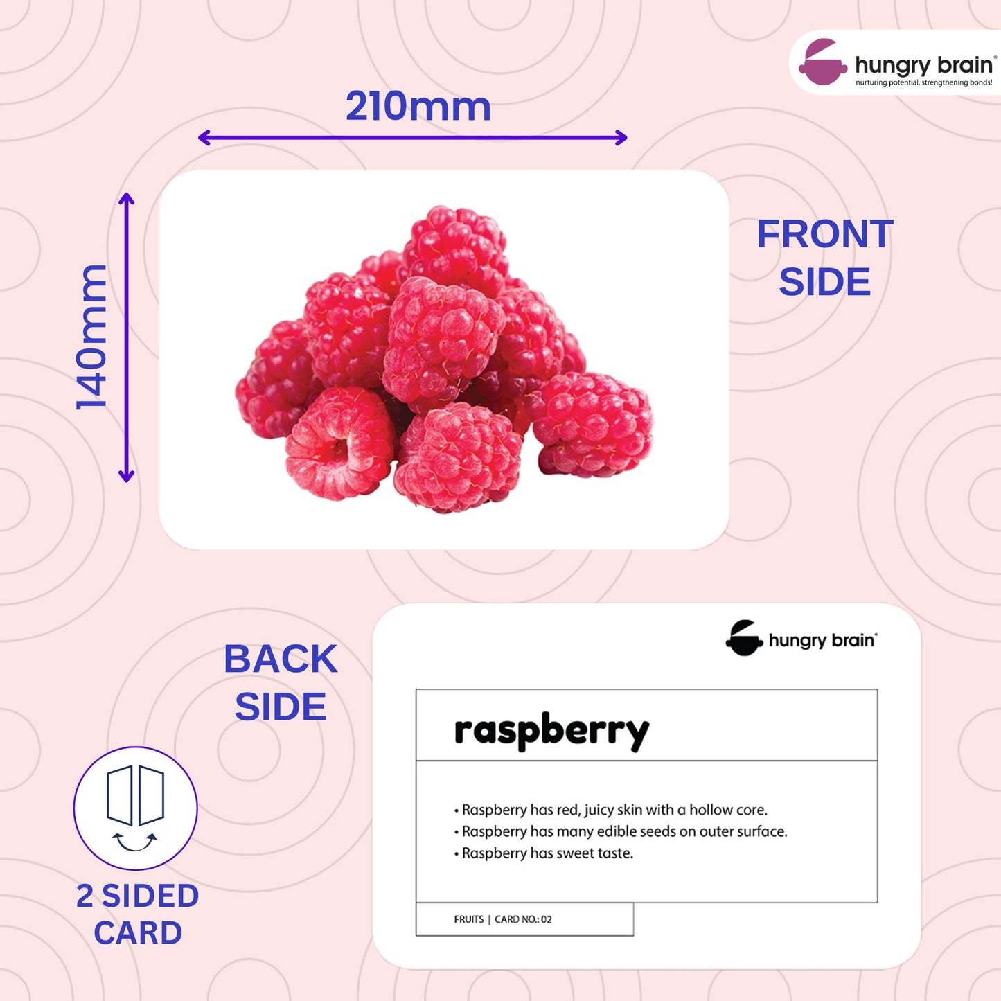 Hungry Brain Fruits Educational High Contrast Baby Flash Cards 3 Months to 6 Years | Visual Stimulation Cards | Brain Development, Montessori Early Learning for Toddlers, Infants, Preschool Kids