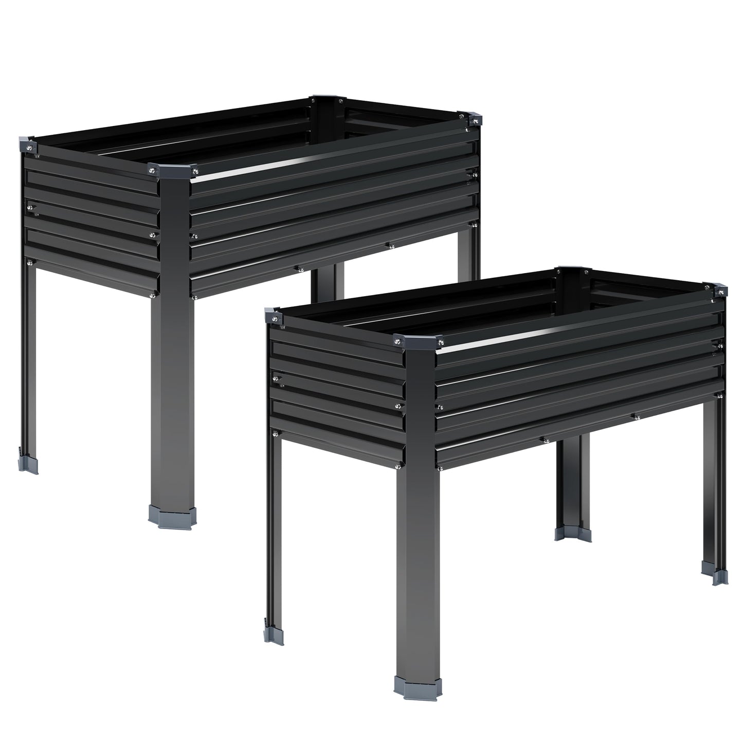 DIIYIV 2PCS Galvanized Raised Garden Bed with Legs,2PCS 48×18×30in Elevated Planter Box for Backyard,Garden, Patio, Balcony, 300lb Capacity,Planters for Outdoor Plants,Black