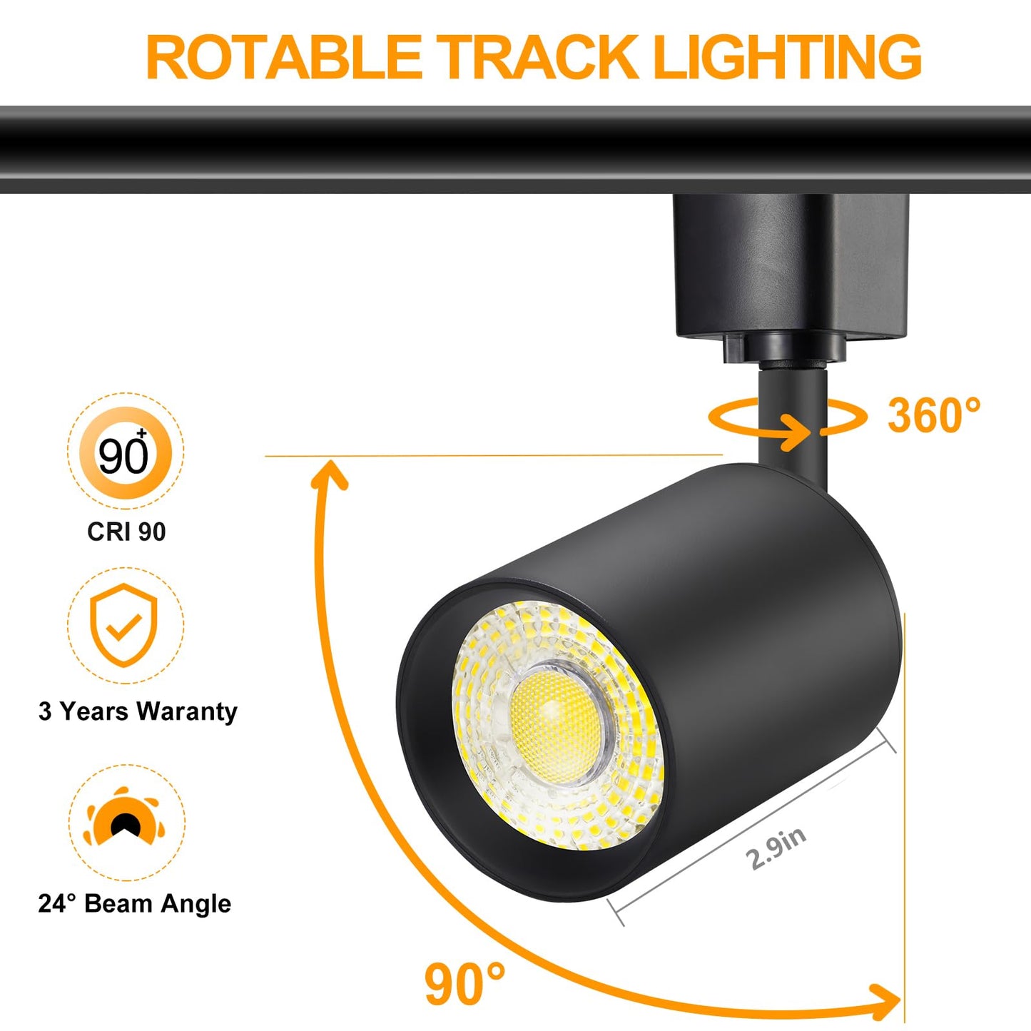 VANoopee 12-Pack 10W Dimmable LED Track Lighting Heads H Type Track Light Replacement Fixtures Bright 3000K Warm White Ceiling Spotlight for Accent Task Art, Flicker Free CRI90+ 24° 800lm Black