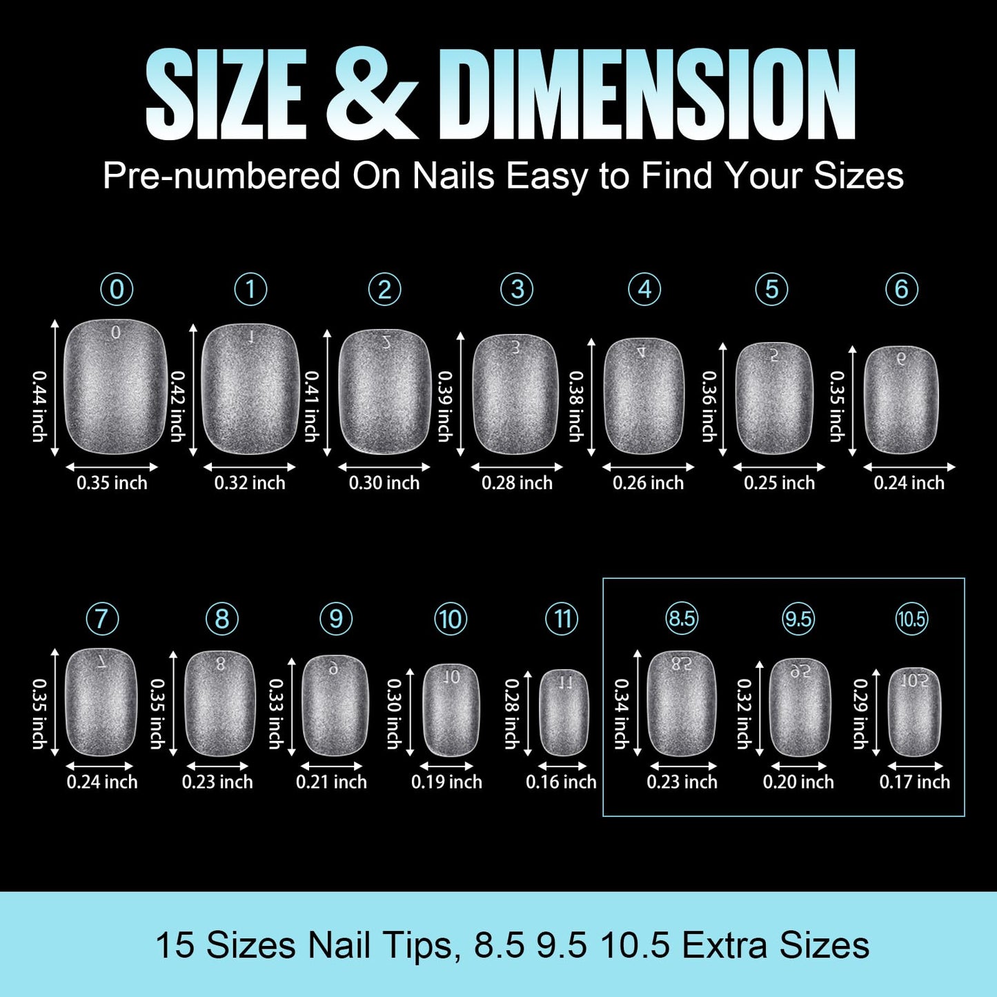 TOMICCA Extra Short Round Nail Tips, Double Sided Matte Gel Full Cover Nail Tips No Filed, Acrylic Fake False Nail Tips for DIY Press On Nails 360PCS 15 Sizes
