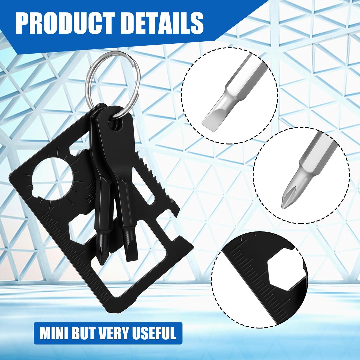 Glooglitter 24 Pcs Men Small Gifts Bulk Mini Screwdriver Flashlight Keychain Set Multitool Credit Card Survival Tool Employee Coworkers Fathers Gifts for Men Dad Husband, No Batteries Included