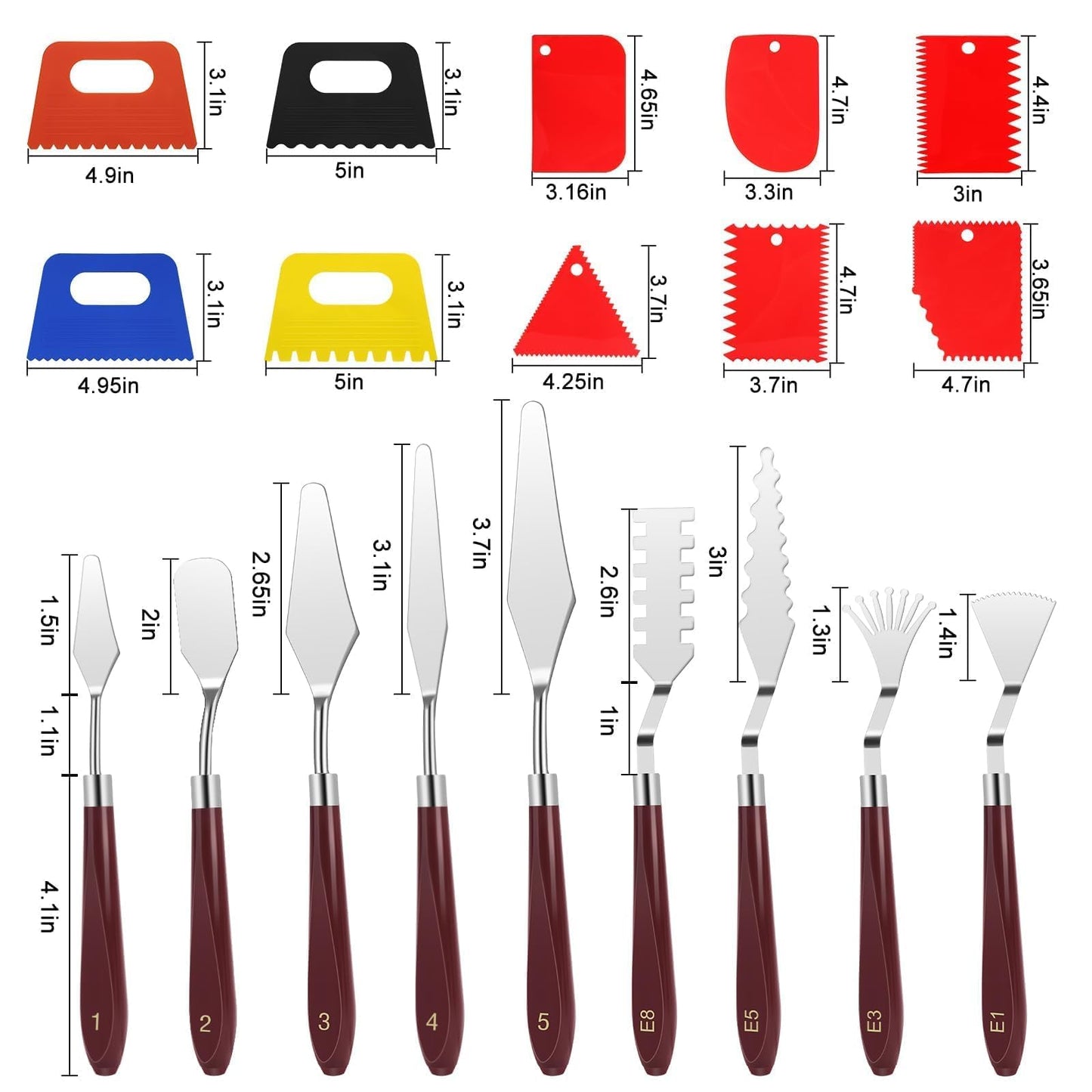 EEEKit 19 PCS Painting Spatula Set, Stainless Steel Palette Knife Set with Art Paint Scrapers, Paint Spatula Tools for Oil Canvas, Watercolor, Acrylic Painting