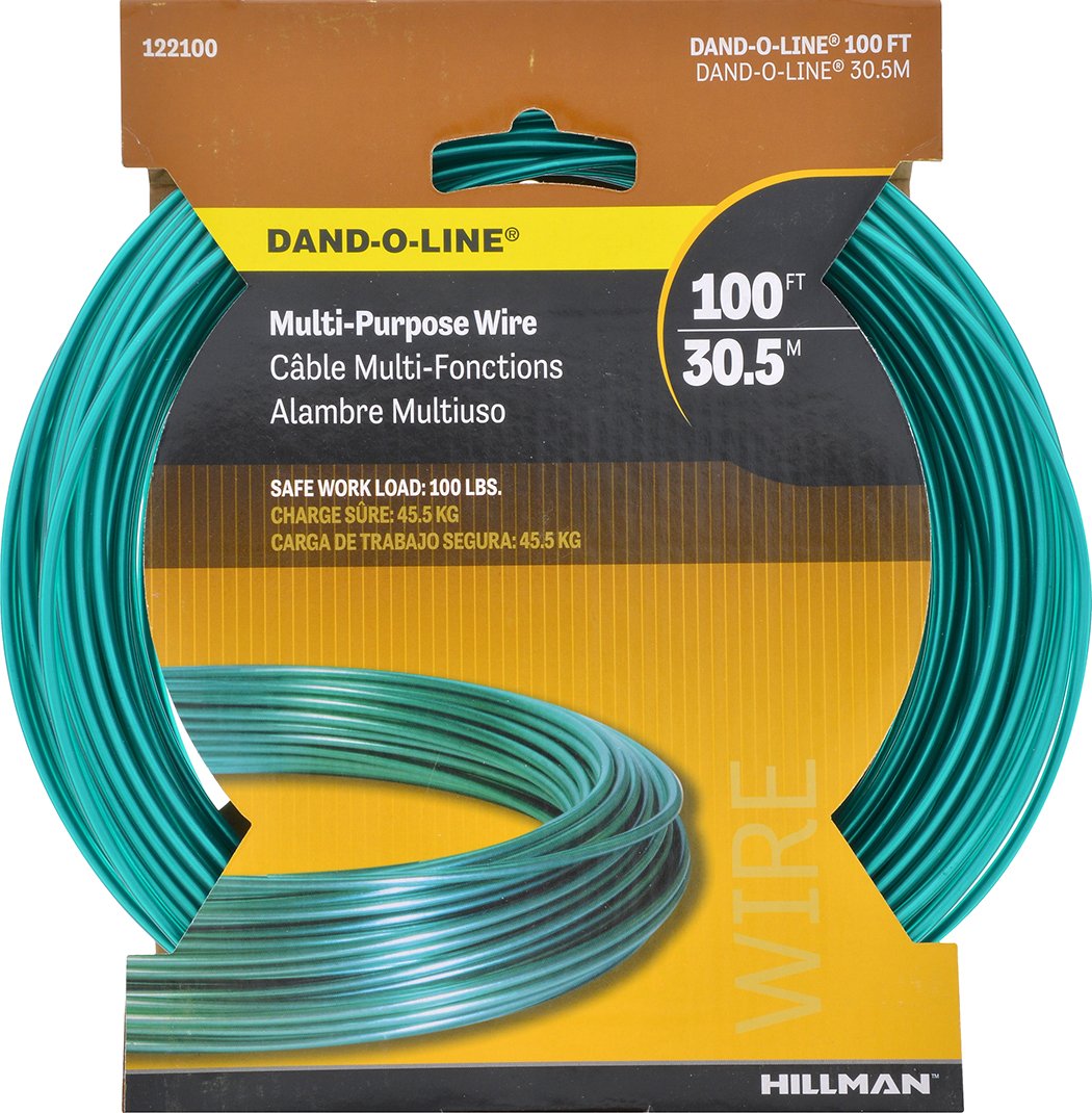 Hillman Green Vinyl Jacketed Multi-Purpose Cable Wire, 100', Safe Work Load for 100 Pounds | 41585