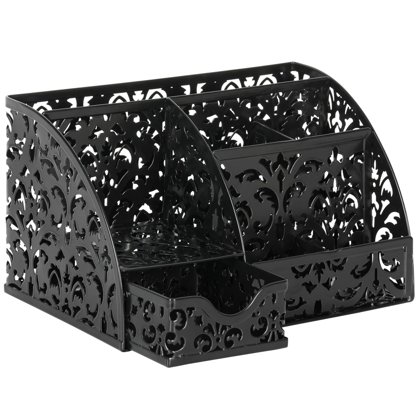 EasyPAG Desk Organizer and Pen Holder for Desk, Mesh Office Supplies Storage Caddy with Drawer for Small Space, Desktop Organizer for Home Office, Black