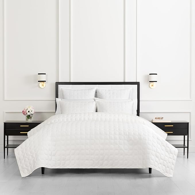 kate spade new york Noel Full/Queen Quilt Bedding Set, 200 Thread Count and 100% Cotton Cover, All Season 3 Piece Reversible Bedding Set, Machine Washable, Marshmallow