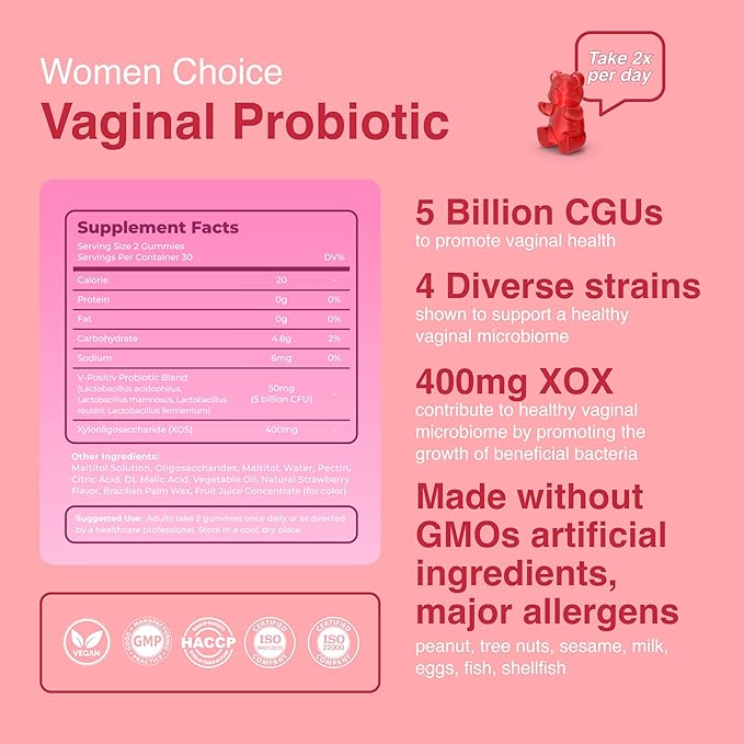 Premium Vaginal Probiotics Gummies – 5 Billion CFUs – pH Balance & Vaginal Health Support – Prebiotics & Digestive Enzymes – Supports Vaginal Flora & Odor Control–Yeast Infection Treatment
