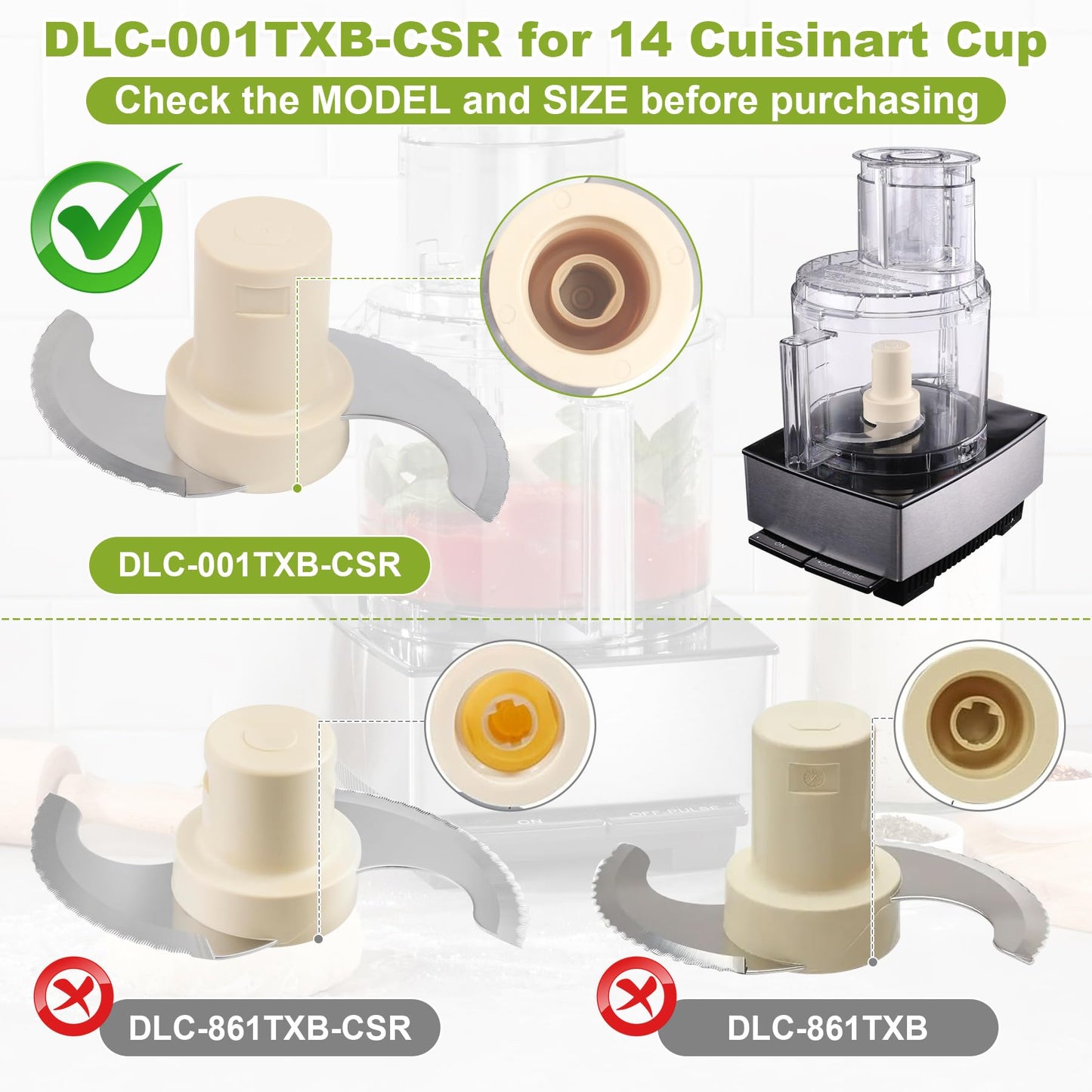 Blade for Cuisinart 14 Cup Food Processor Replacement for Model DLC-2014, DFP-14BCNY, DFP-14BCN, DFP-14BWN - ONLY for Cuisinart Blades 14 Cup - Part# DLC-001TXB-CSR