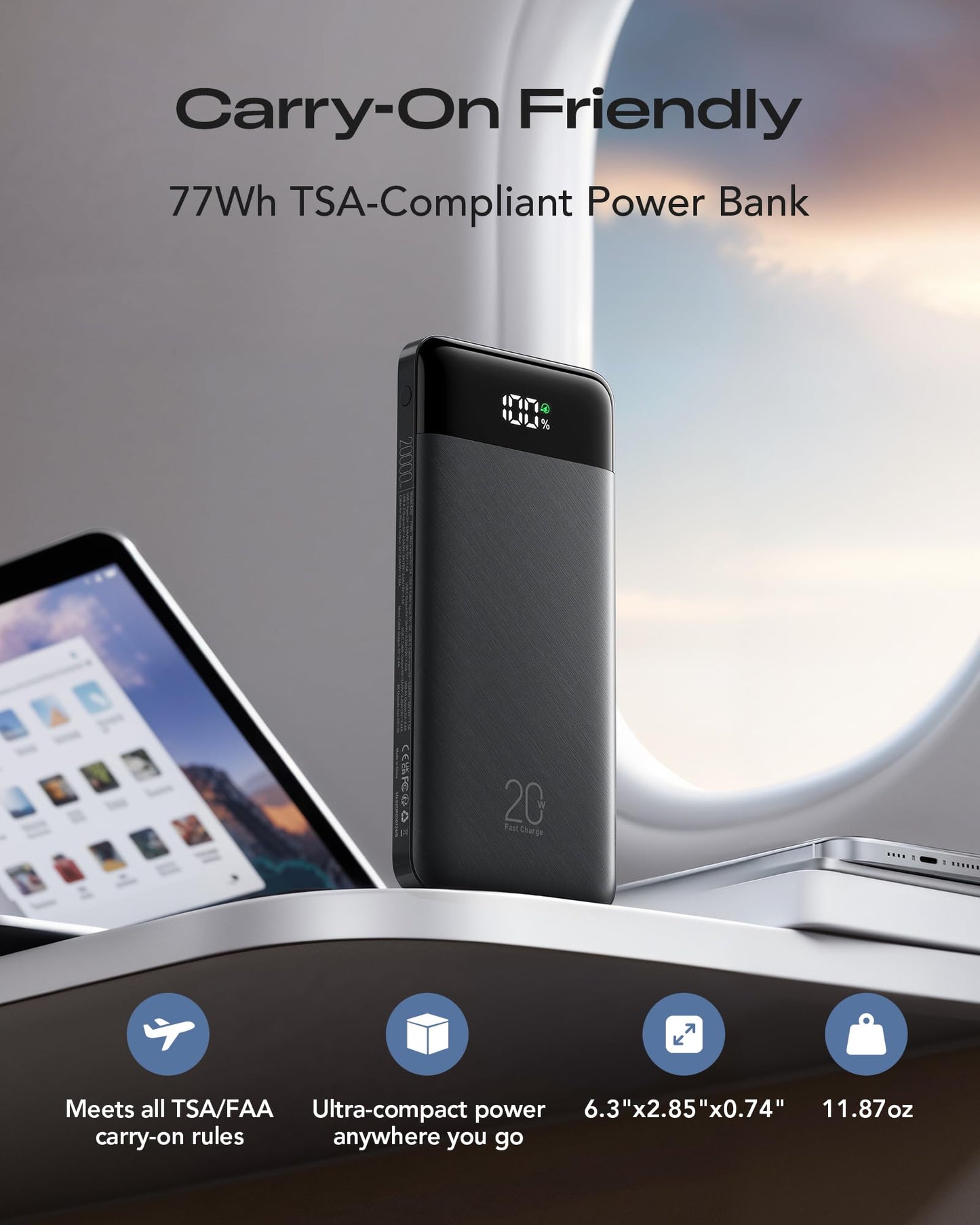 Orfeika 20000mAh Power Bank Fast Charging, Portable Charger with 4 Built-in Cables & 6 Outputs, 20W PD USB C Battery Pack Compatible with iPhone 16/15, Galaxy, Android, iPad & More (Travel Essential)