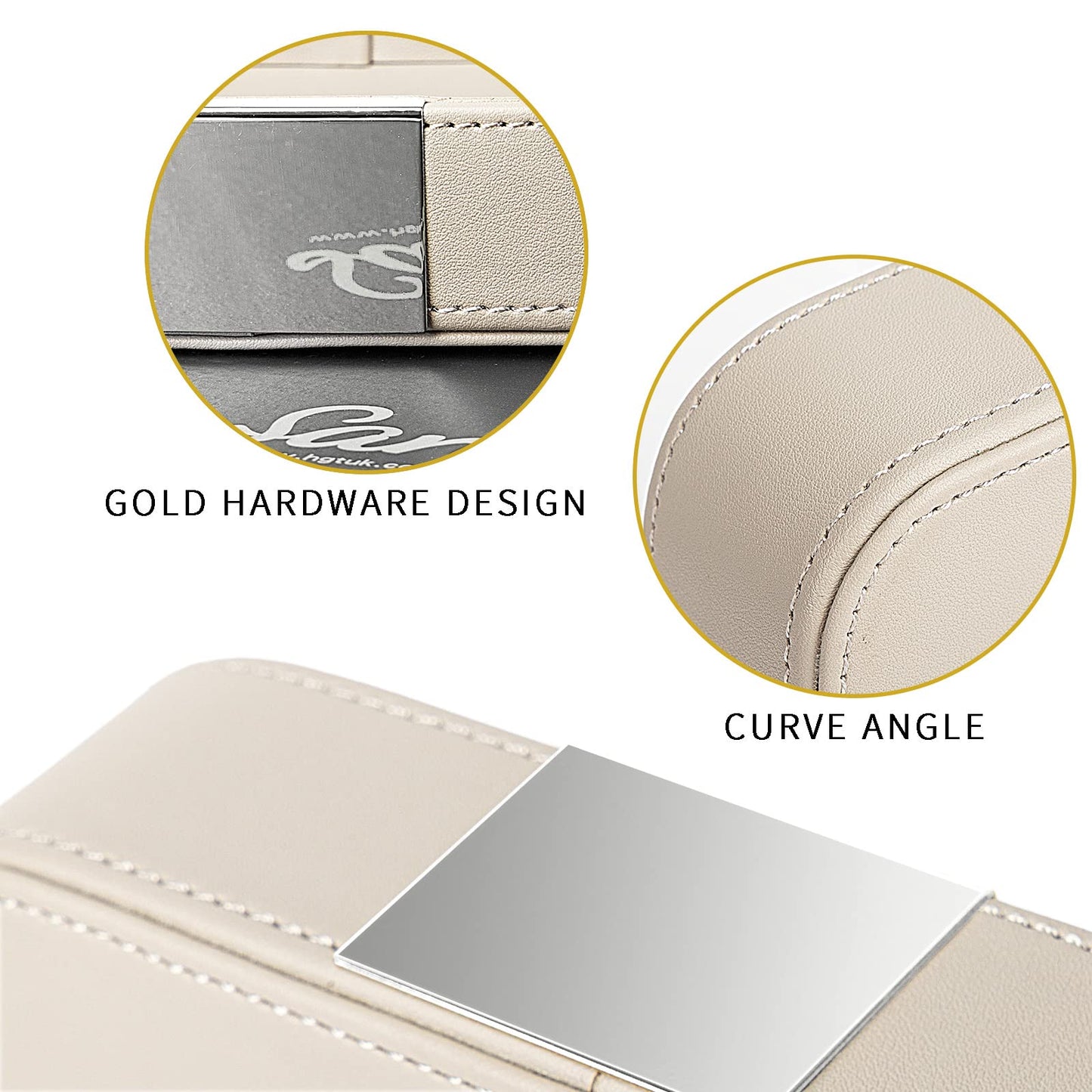SANZIE Luxury Leather Tray Desktop Storage Catchall Organizer Decorative Tray for Entryway Table to Hold Jewelry Watch Keys Phone Wallet (Metal Silvered, Grey)