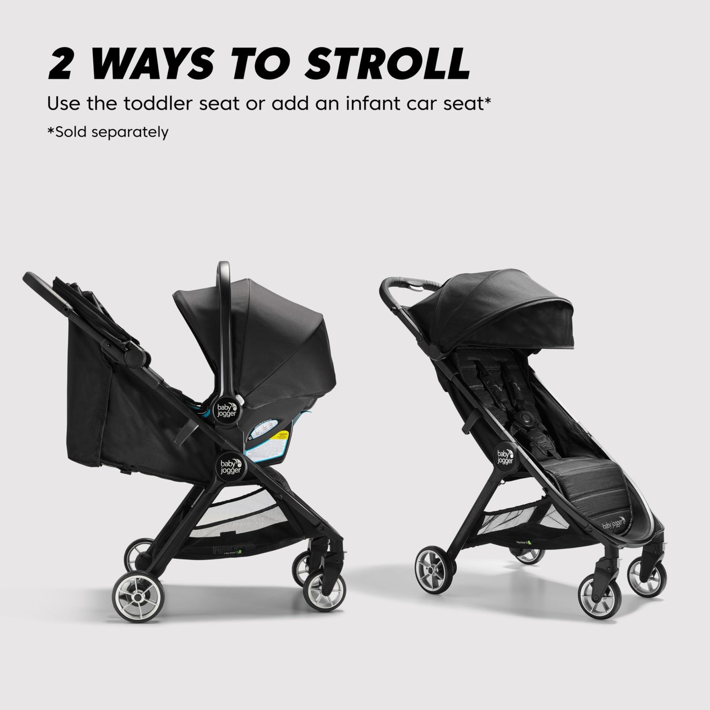 Baby Jogger® City Tour 2 Carry-On Approved Travel Stroller, Ultra-Compact Baby Stroller, Lightweight, Easy Fold, Baby Travel Essential, Pitch Black