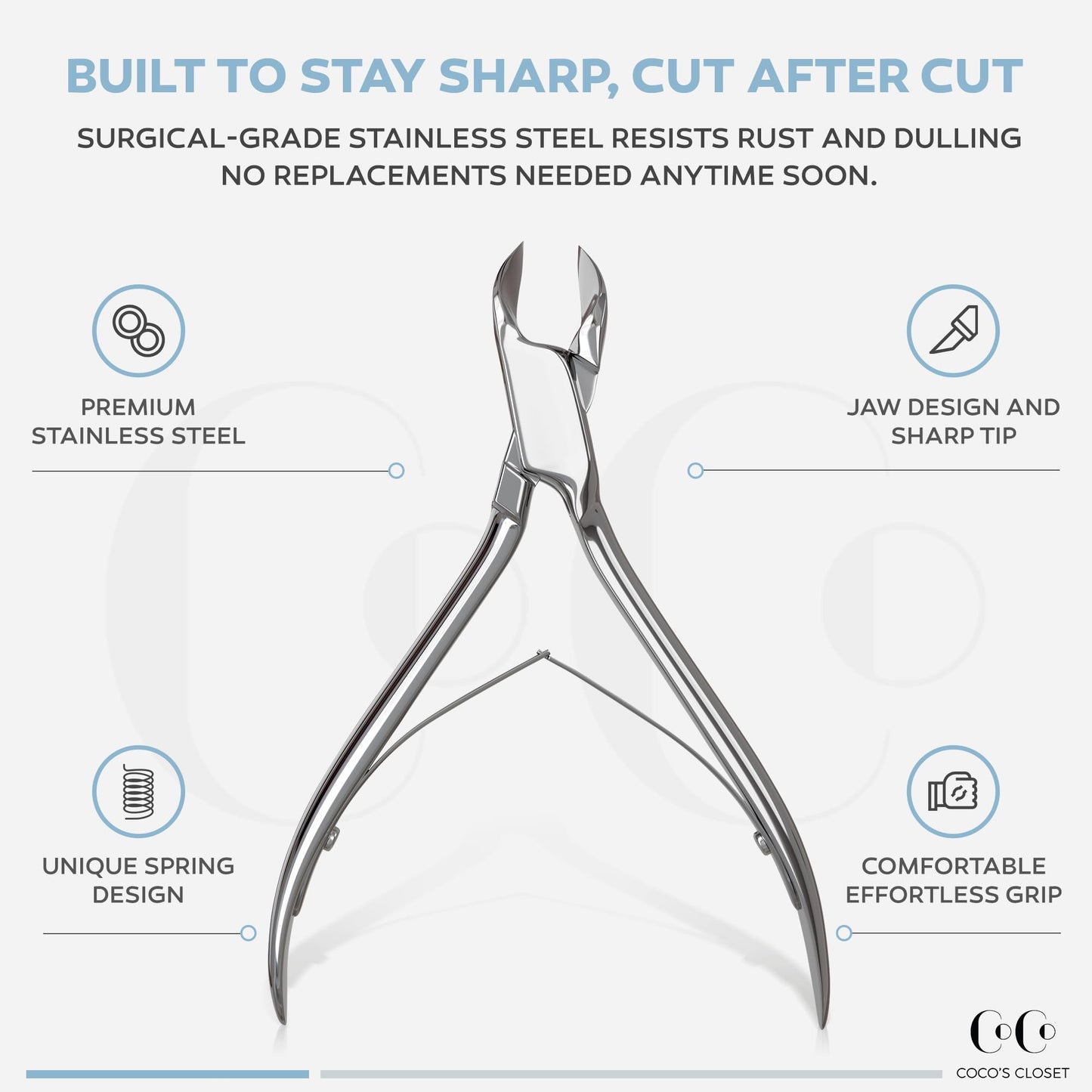 Cuticle Nippers & Trimmer Manicure Clippers Dead Skin Remover - Professional Stainless Steel Cutters Beauty Tool with Nail Cleaner and Pusher