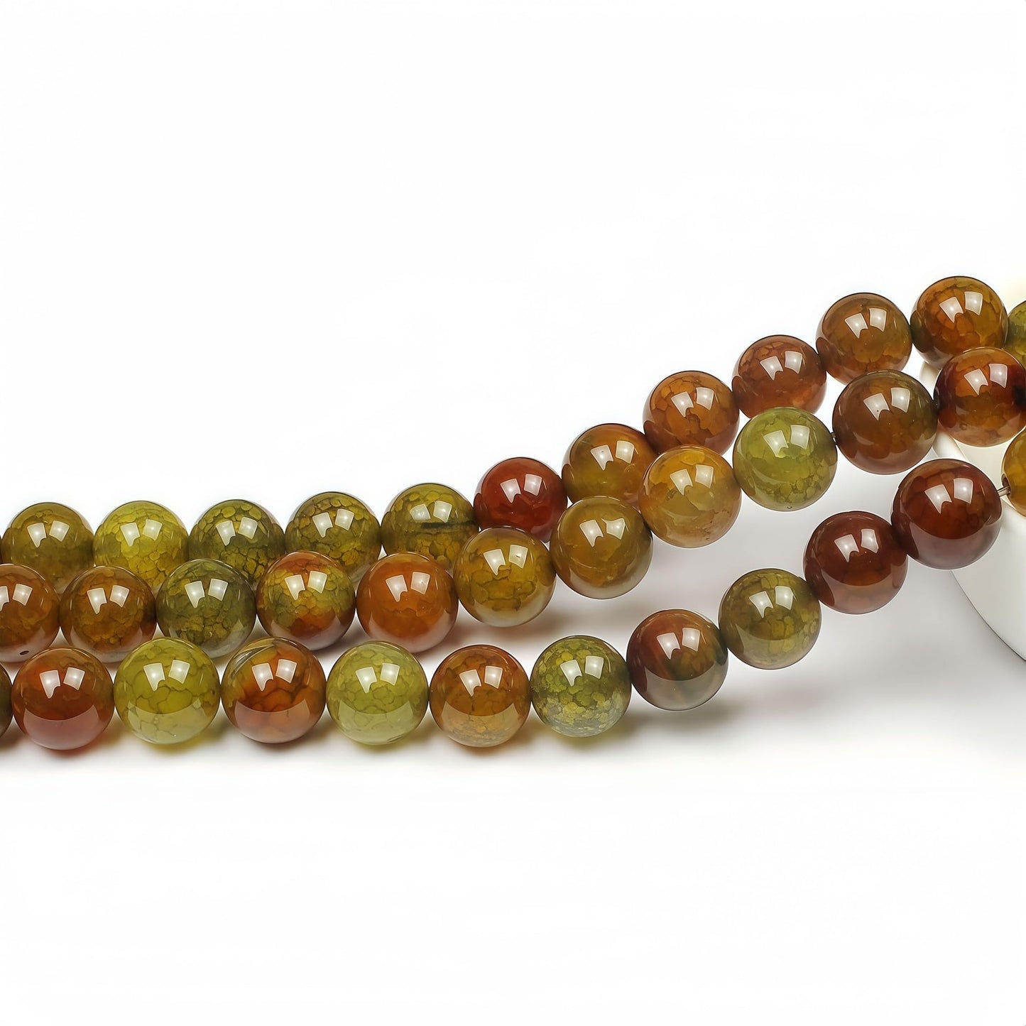 MJDCB Natural Ancient Crack Agate Beads Yellow Dragon veined Stripe Agate Round Stone Beads for DIY Necklace Bracelat Jewelry Making 15" (6mm)