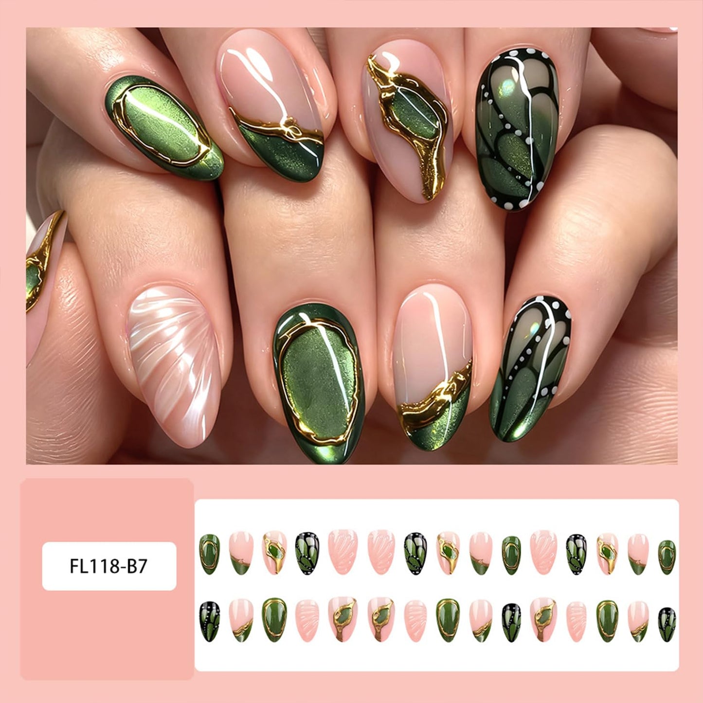30 Pcs Irregular French Tip Press on Nails 3D Stripe Fake Nails Short Oval Acrylic Glue on Nail Mirror Full Cover False Nail for Women