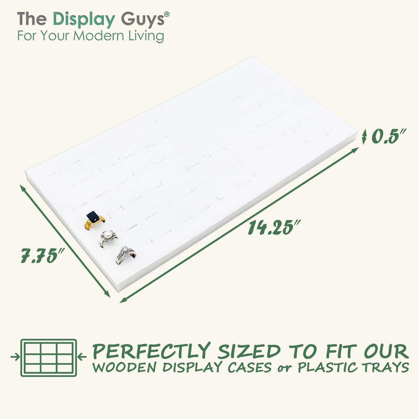 TheDisplayGuys For Your Modern Living 2-Pack 72-Ring Holders Leatherette Foam Padding Jewelry Inserts - Tray/Case Liners - Retail Display, Storage (White) by The Display Guys