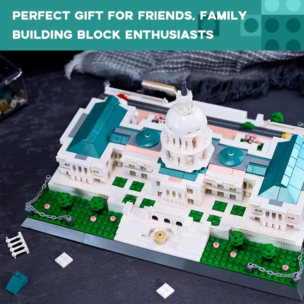 ArtorBricks Architectural United States Capitol Building Collection Building Set Model Kit and Gift for Adults (1074 Pieces)
