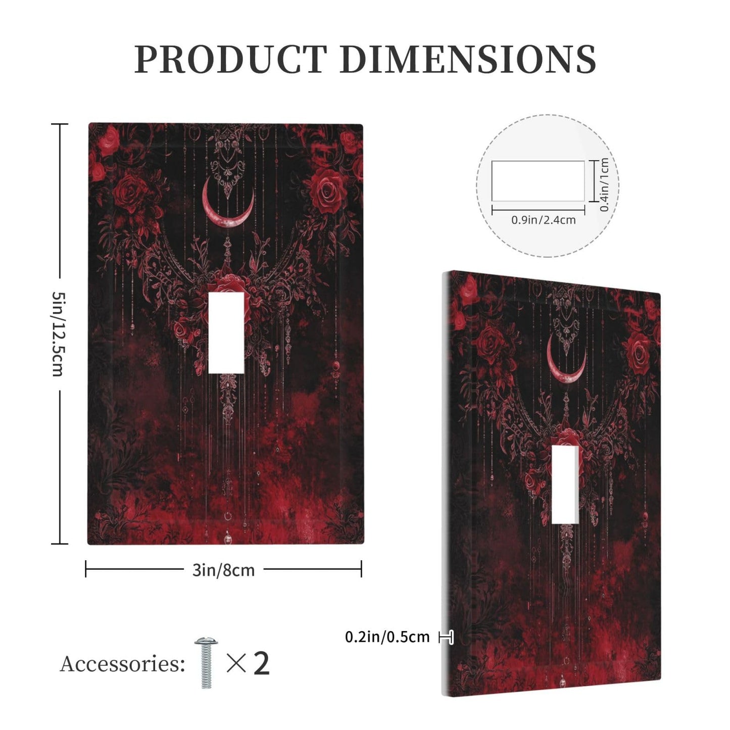 Annisrak Decorative Light Switch Cover Plate Gothic Red Rose Moon Dark Floral 1 Gang Single Toggle Wall Plate Electrical Outlet Covers Decorate Switch Plate Cover for living Room Home Decor