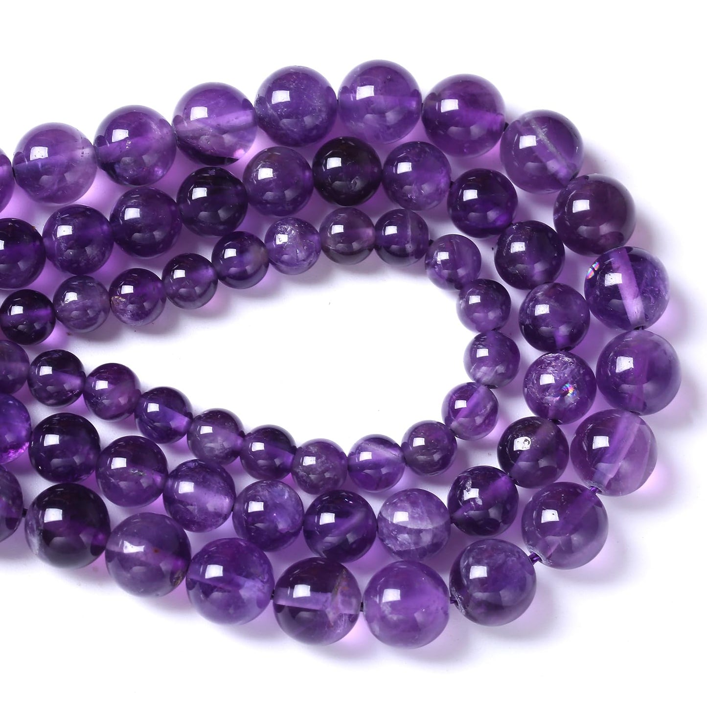 45pcs 8mm AAA Natural Amethyst Beads Crystal Energy Healing Power Stone Beadsfor Jewelry Making DIY Bracelet Necklace Accessories 15"