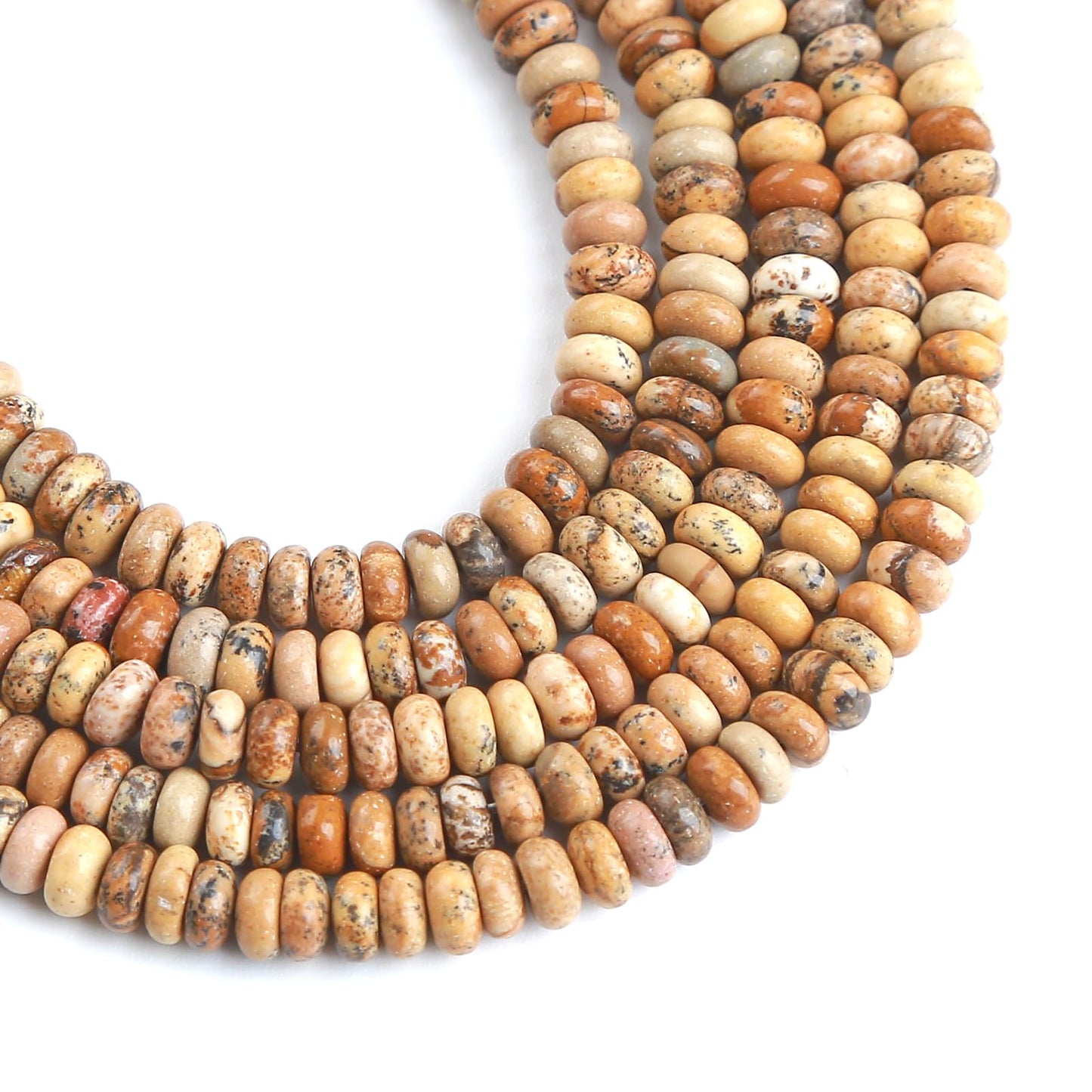 150PCS 2x4mm Natural Pictures Jaspers Rondelle Beads Abacus Disk Stone Beads Round Loose Spacer Gemstone Beads for DIY Bracelet Necklace Jewelry Making