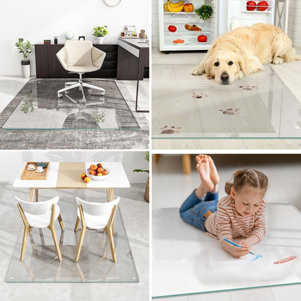Tempered Glass] 50" x 60" Glass Office Chair Mat for Carpet
