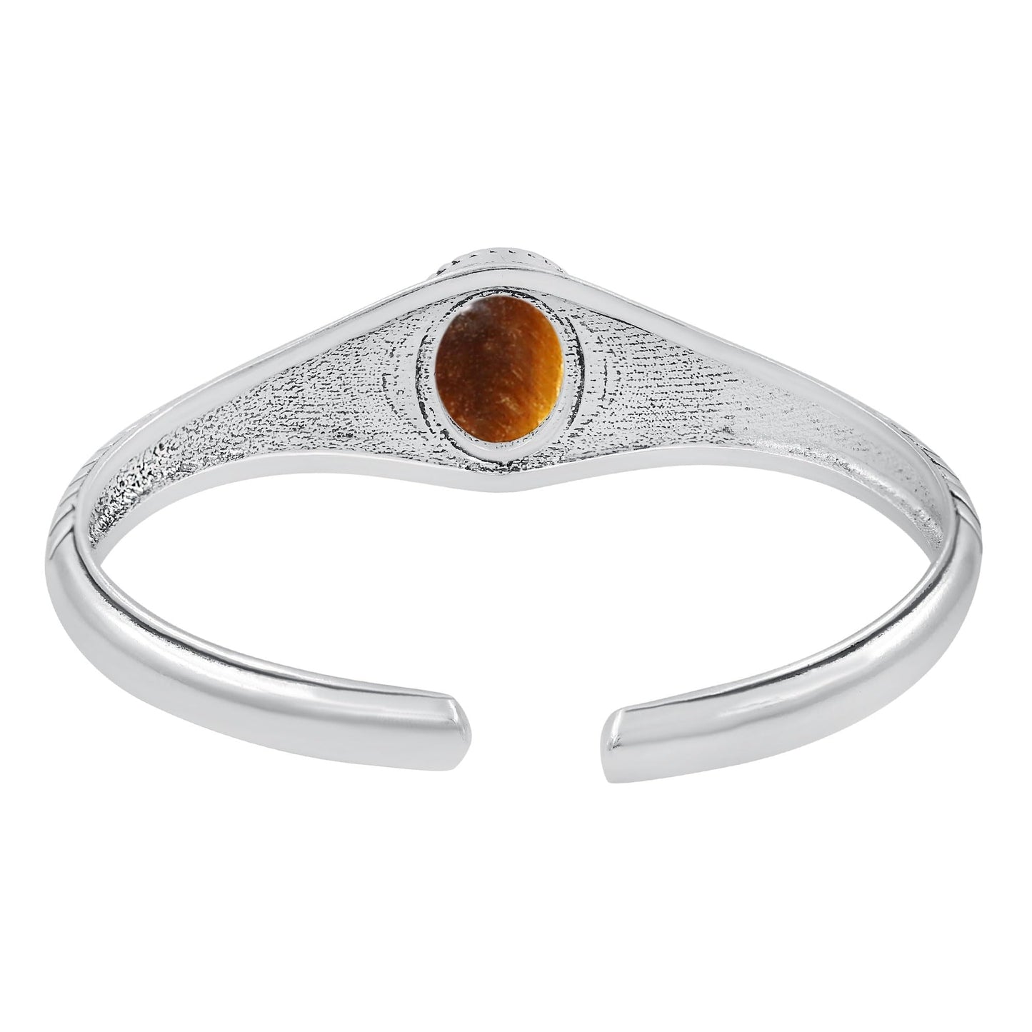 Tiger Eye Cuff Bangle Bracelet for Men Women – Handmade 925 Silver Plated Adjustable Boho Jewelry – Natural Gemstone June Birthstone Statement Bangle – Elegant Bohemian Gifts for Him Her
