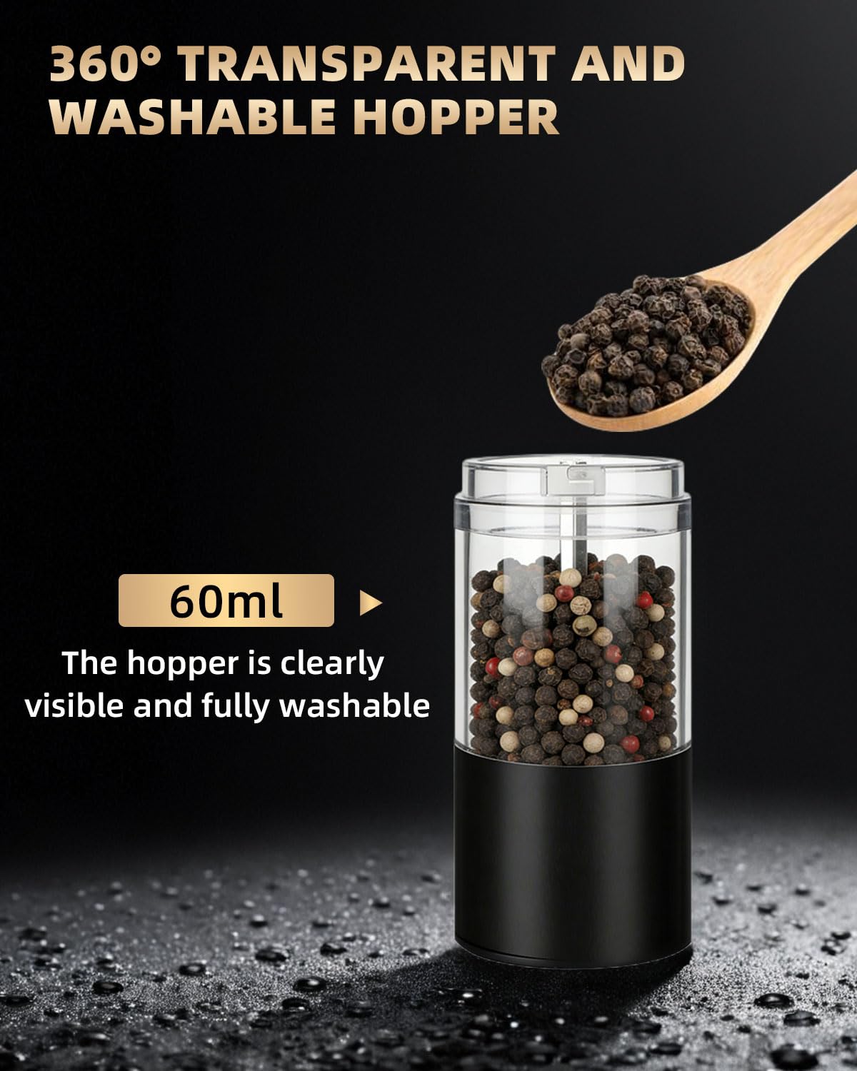 Electric Salt and Pepper Grinder Set Rechargeable, Automatic Salt and Pepper Shakers Mill Refillable, One Hand Operation Adjustable Coarseness, Kitchen Gadgets, House Warming Gifts New Home