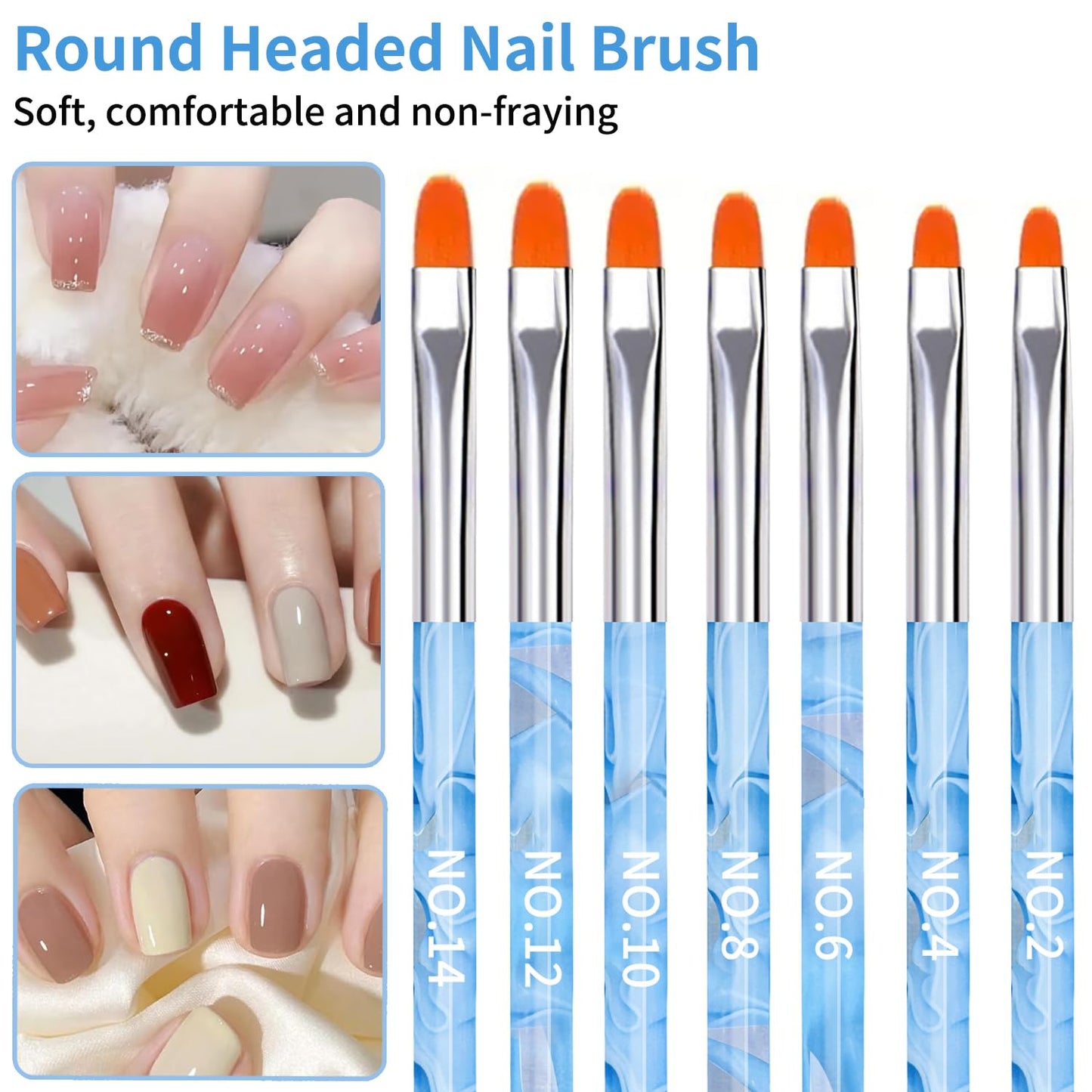 19Pcs Blue Nail Art Brush Set, Nail Brushes Kit with Acrylic Nail Brush, Gel Polish Brushes, Dotting Tools, Nail Dust Brush, Manicure Tool for Acrylic Powder Application, Sculpting & Cleaning
